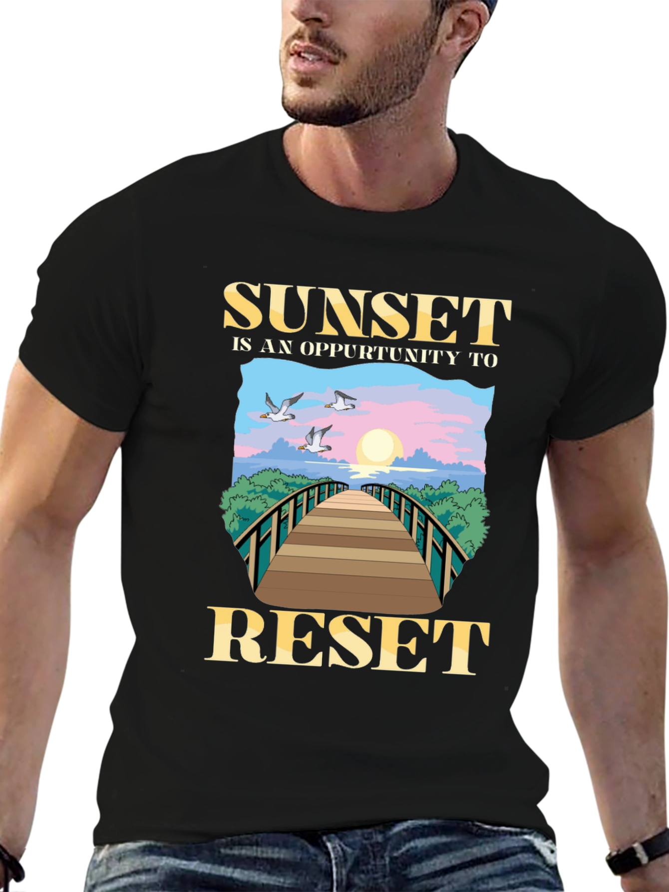 Black Sunset Reset Graphic Tee view 6