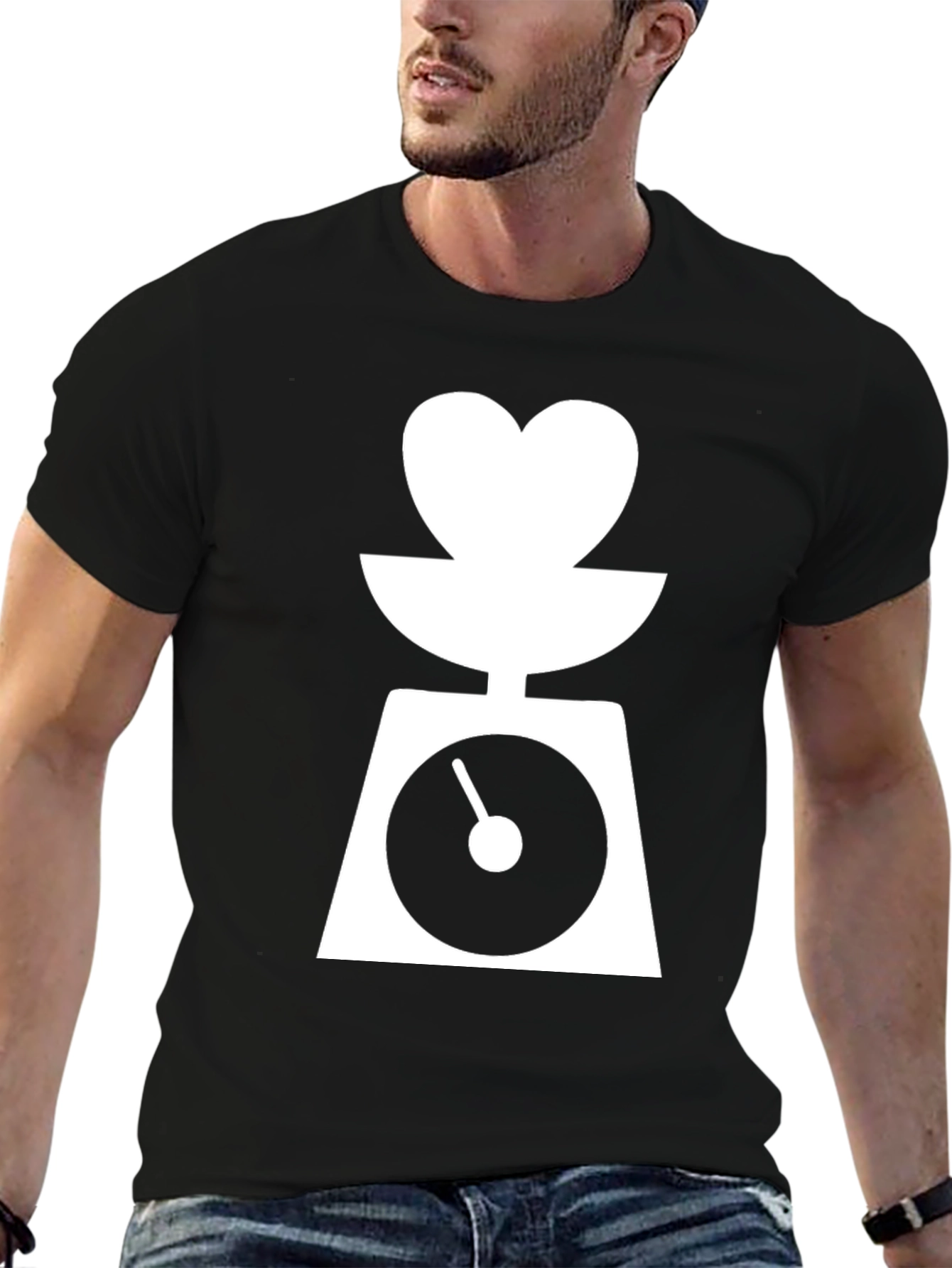 Black Heart Scale Black T-Shirt - Balance Your Love view 6