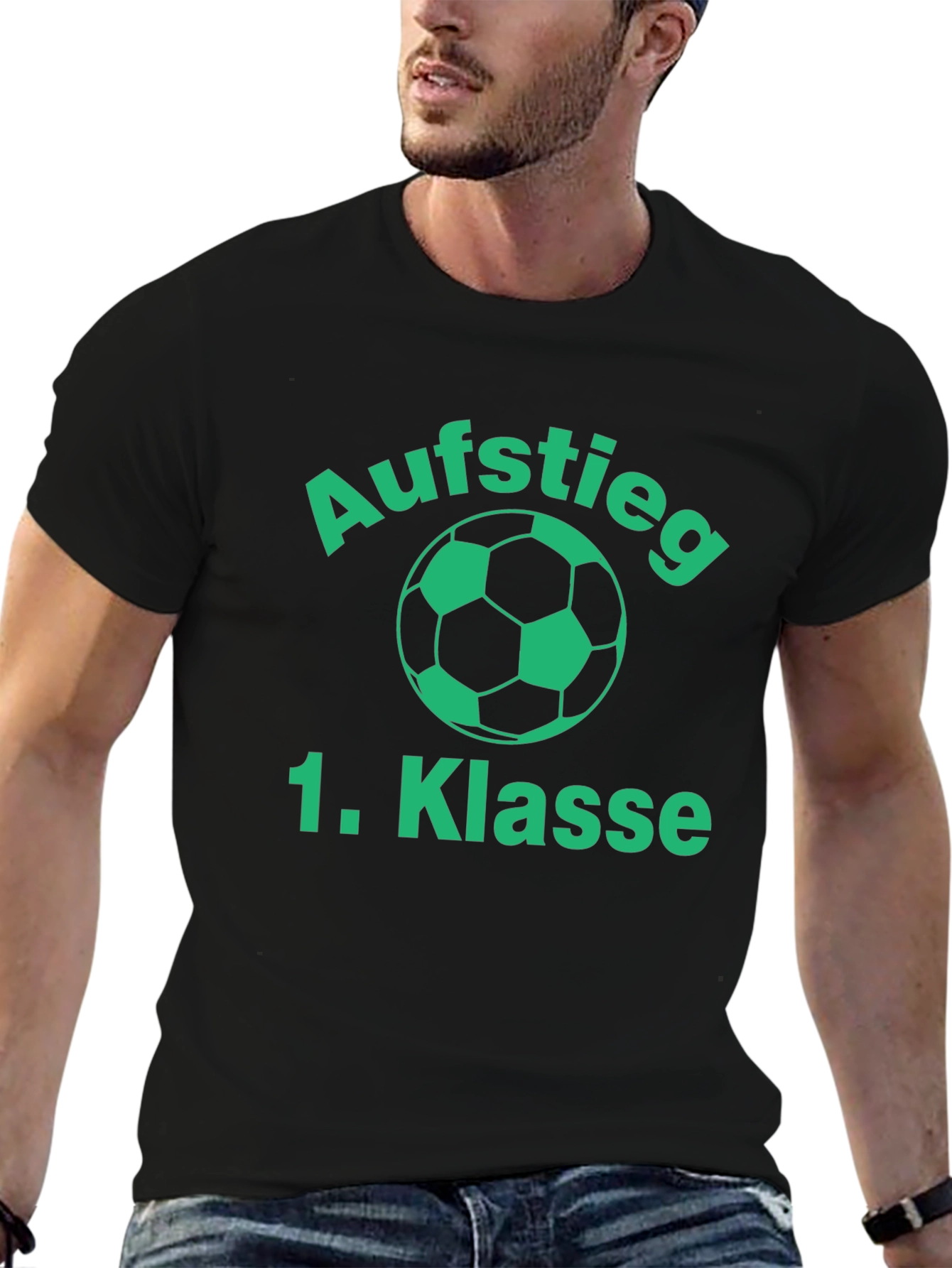 Black Aufstieg 1. Klasse Soccer T-Shirt - Black view 6