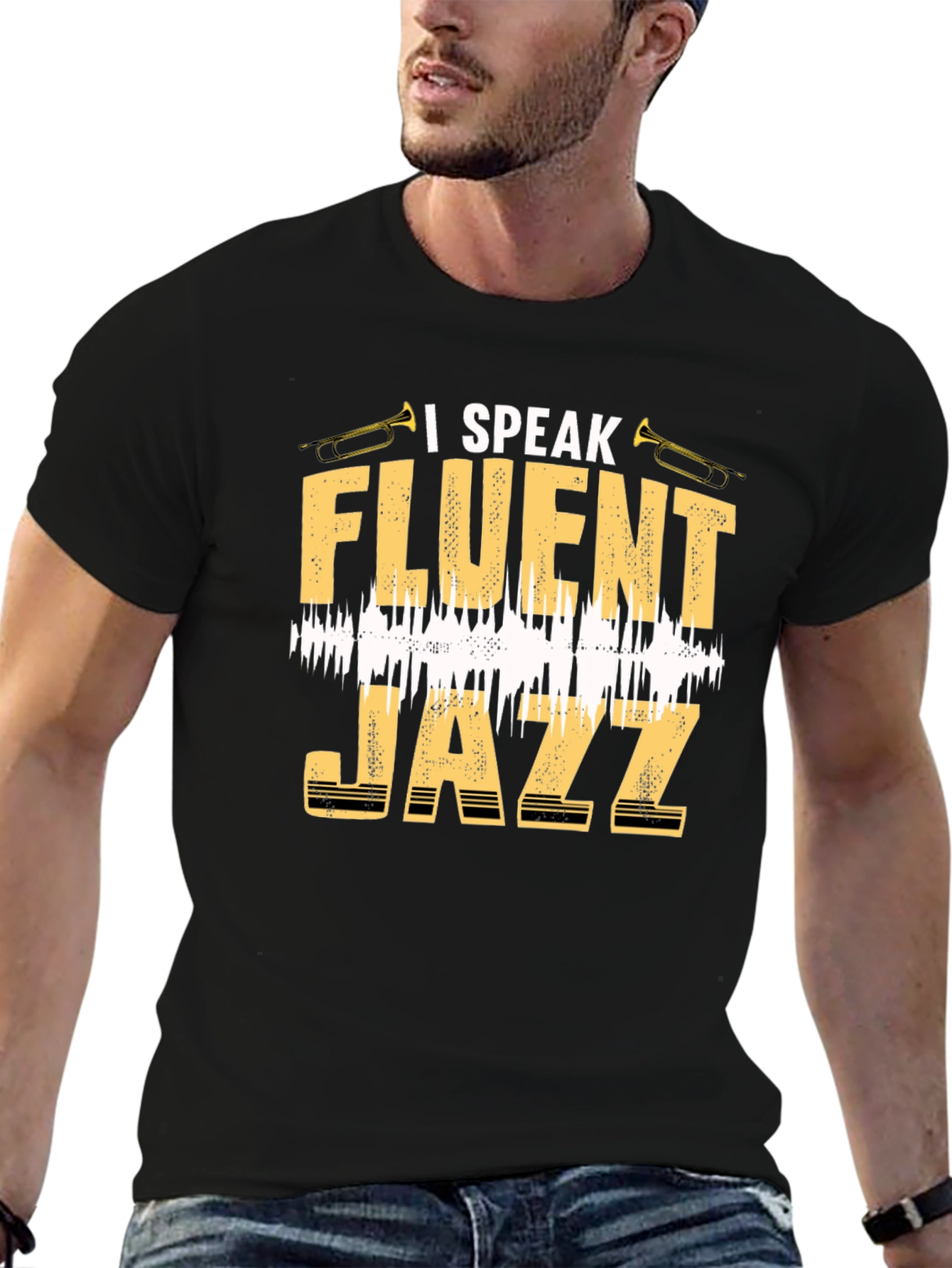Black I Speak Fluent Jazz T-Shirt view 6