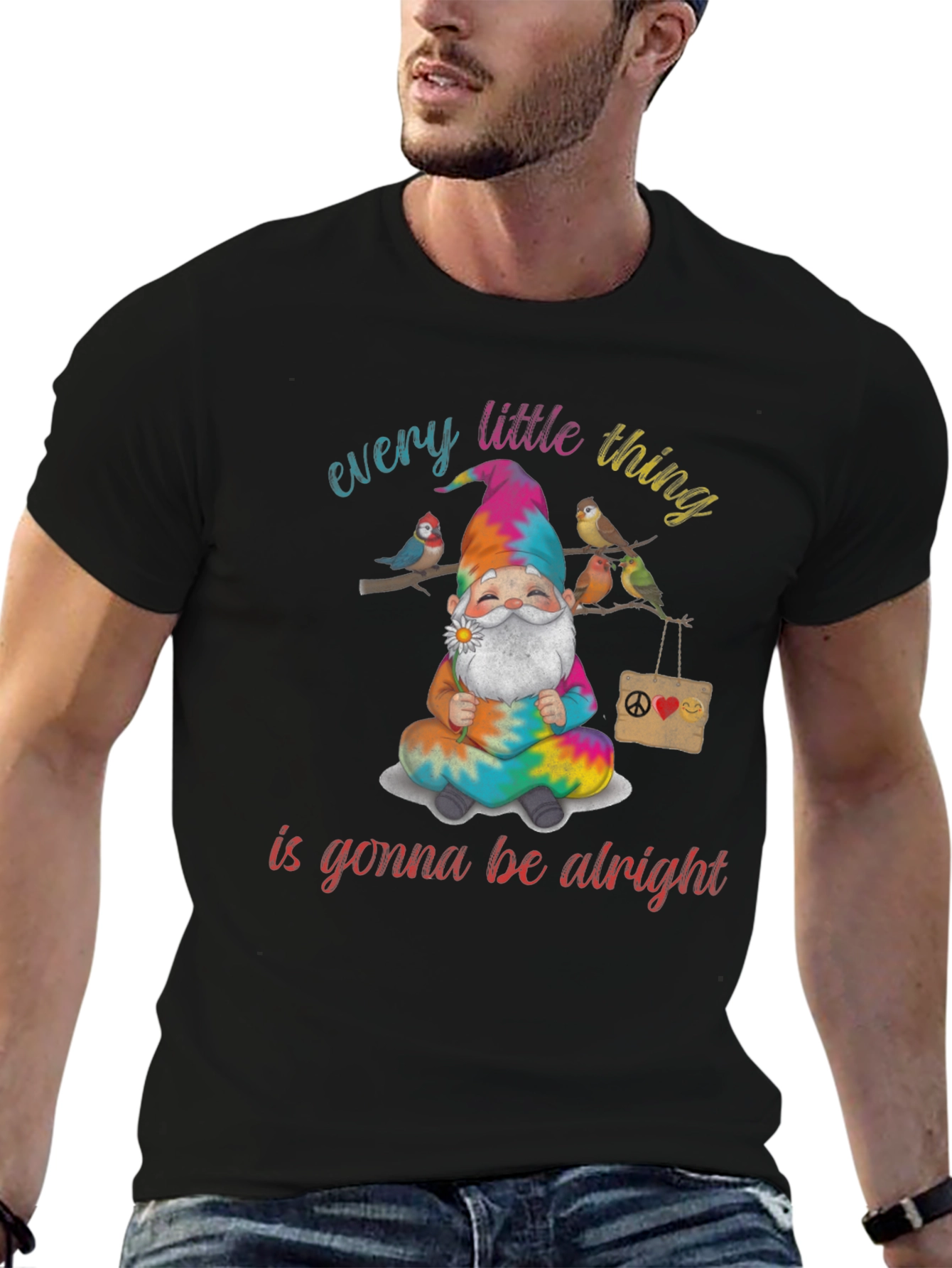 Black Every Little Thing Gnome T-Shirt view 6