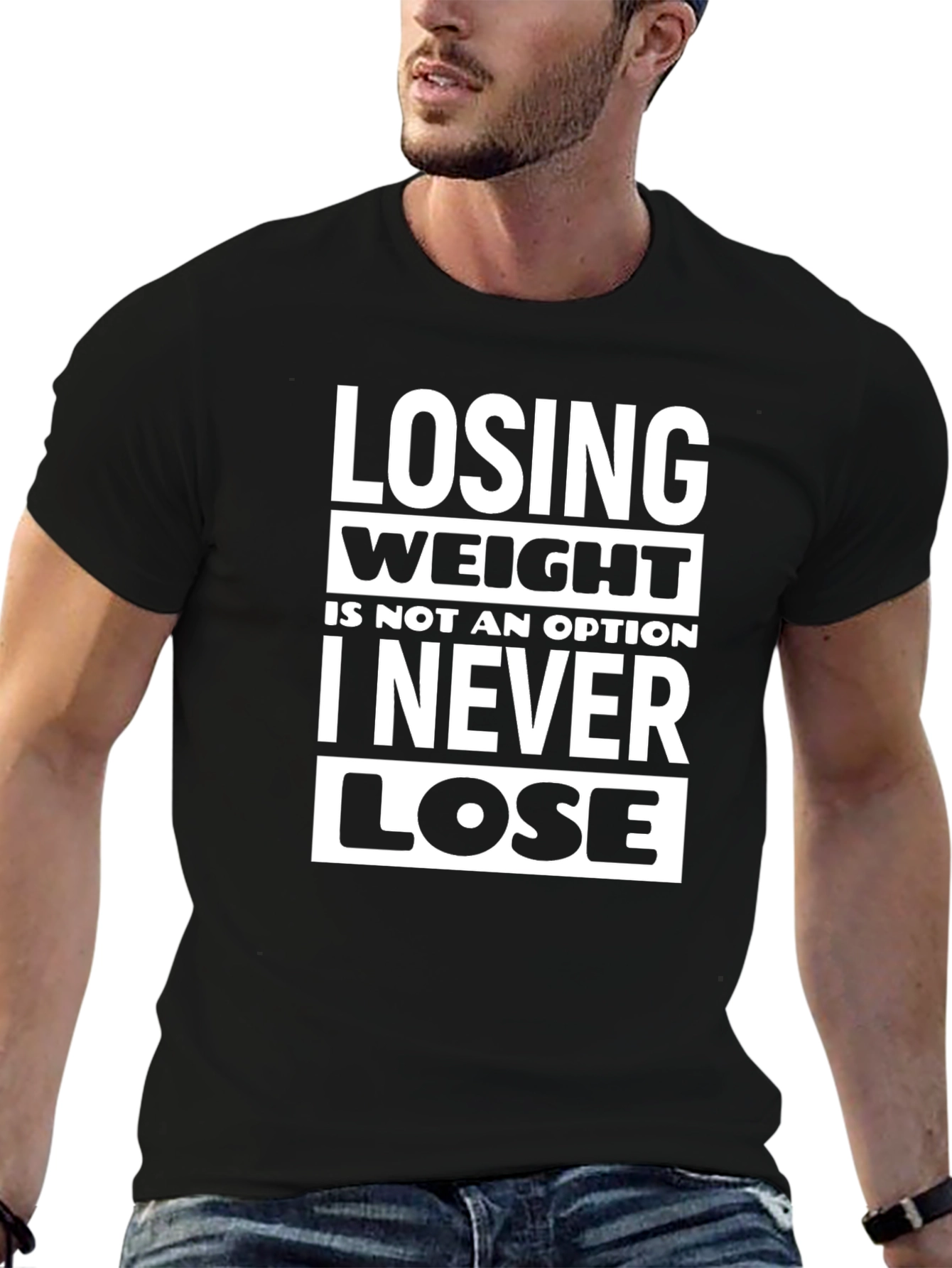 Black Funny "I Never Lose" Graphic T-Shirt view 6