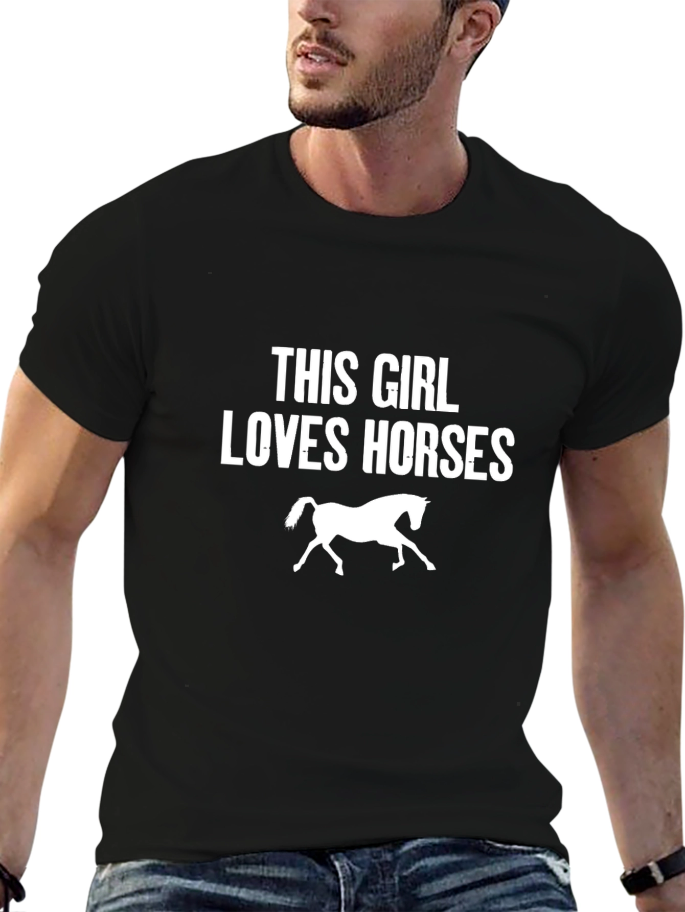 Black This Girl Loves Horses Black Graphic Tee view 6
