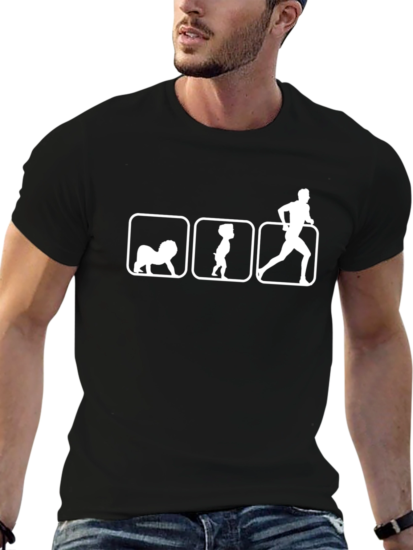 Black Humorous Running T-Shirt: Walk, Pee, Run! view 6