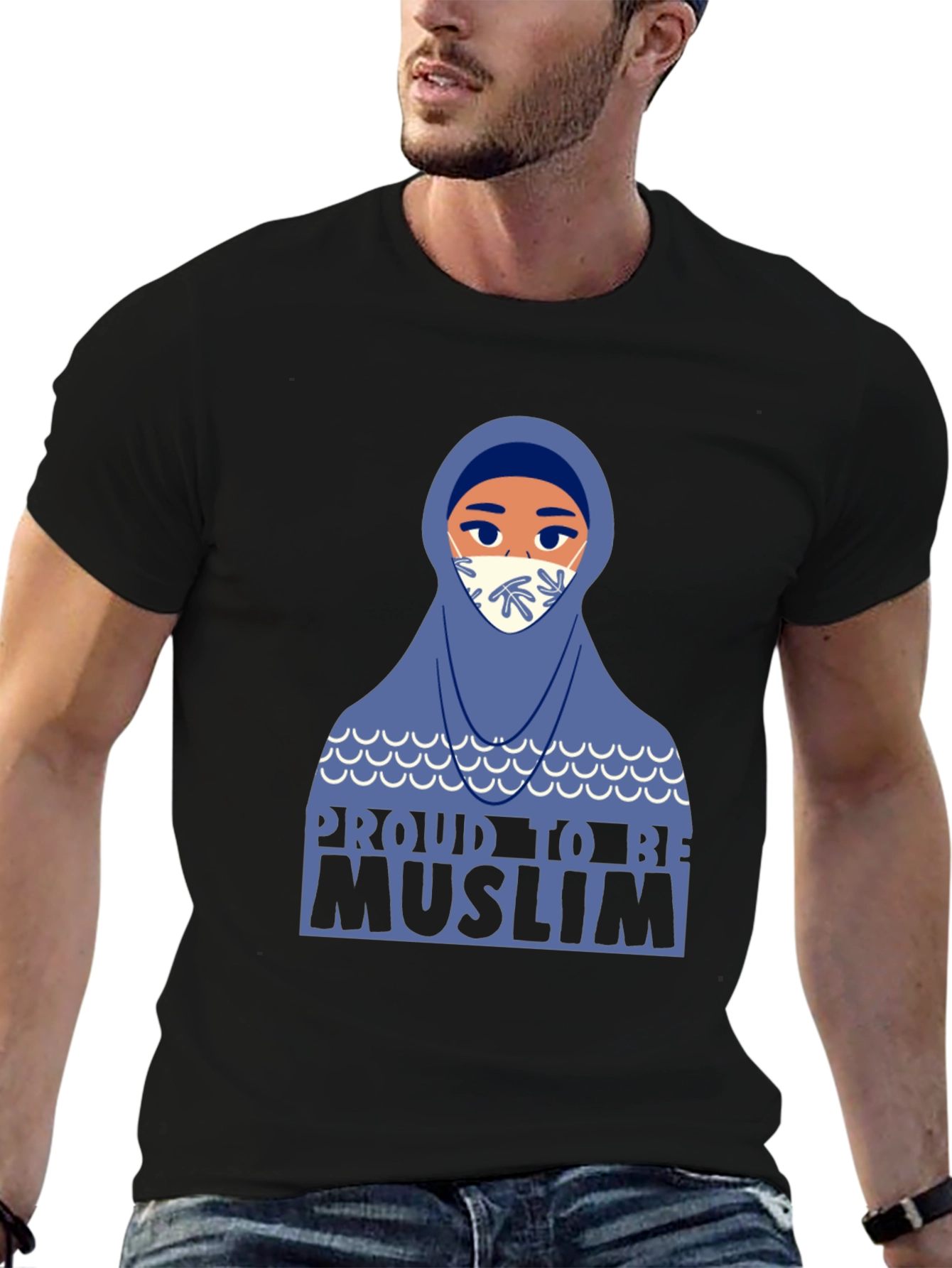 Black Proud to be Muslim T-Shirt view 6