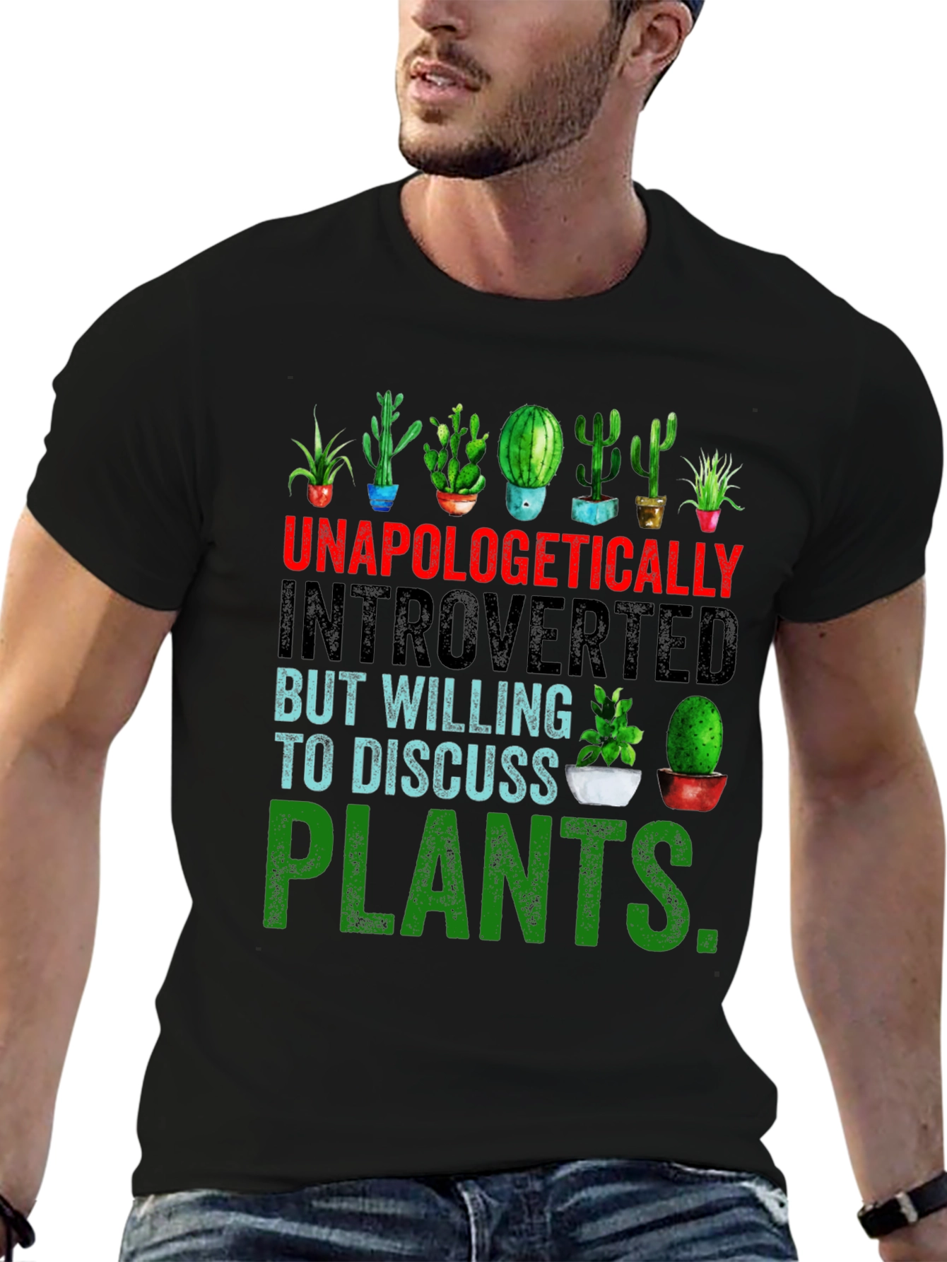 Black Introverted Plant Lover T-Shirt view 6