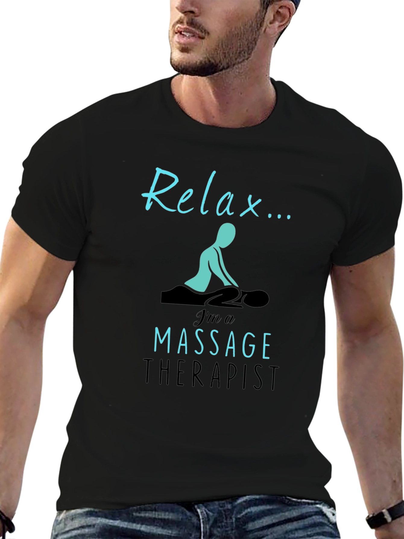 Black Relax Massage Therapist T-Shirt - Unisex view 6