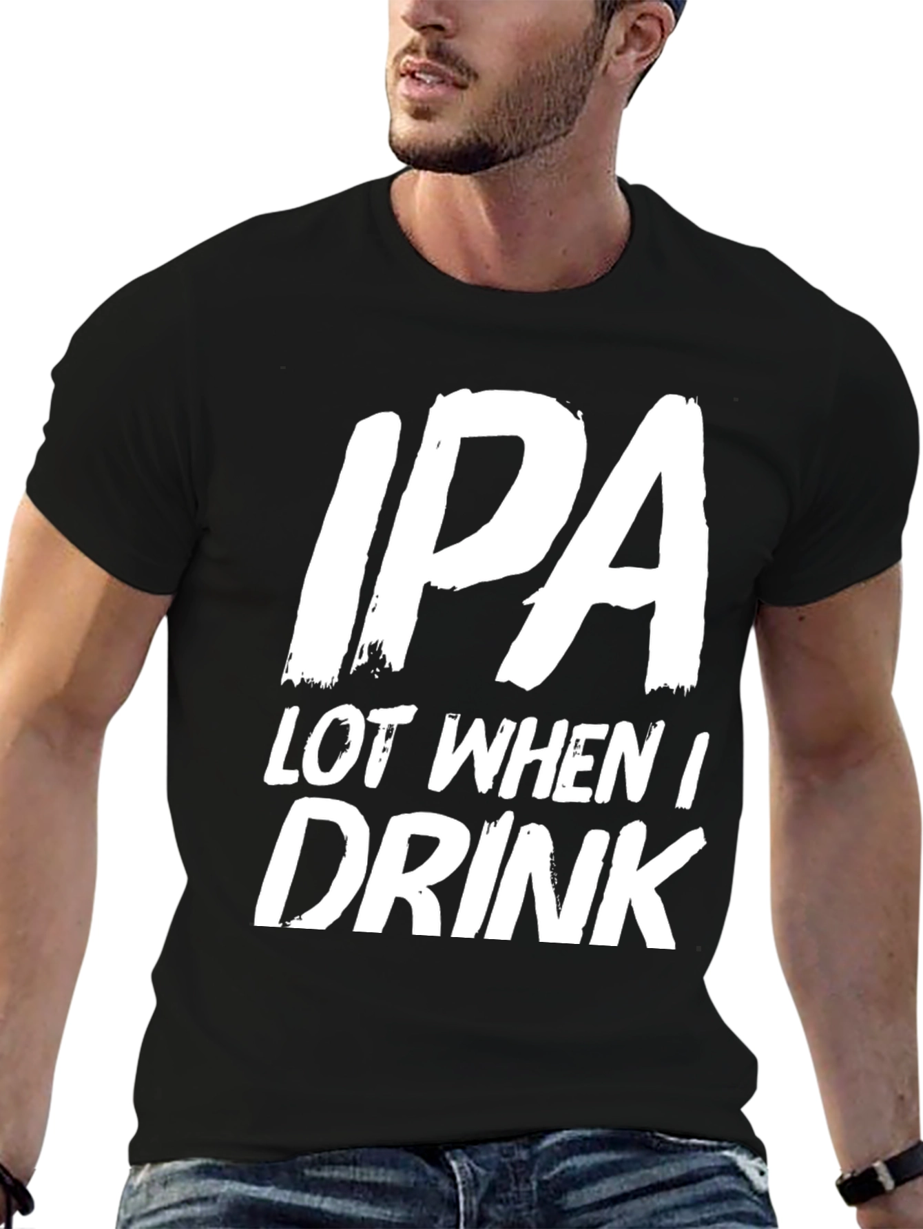 Black Funny IPA Drinker T-Shirt - Black view 6