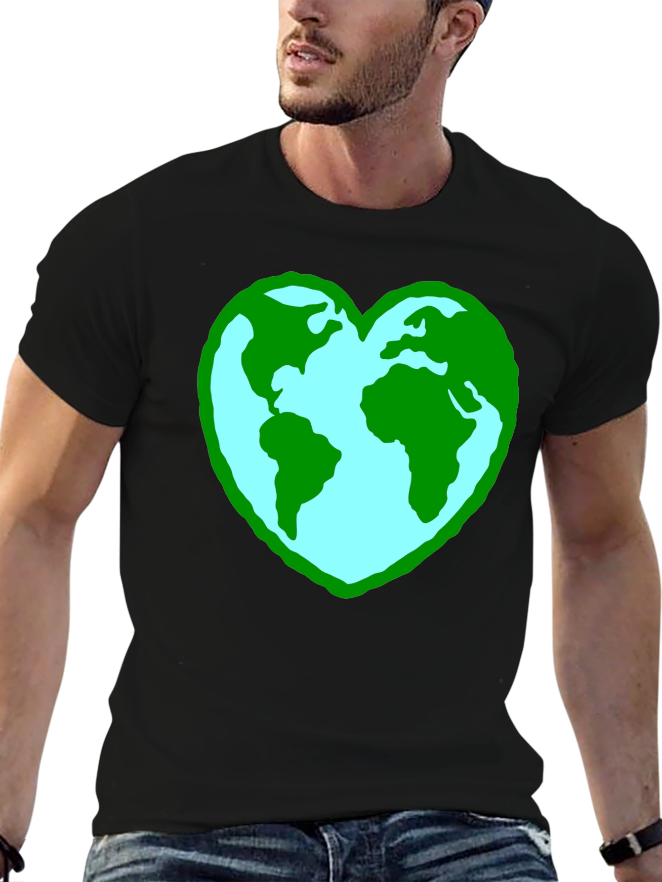 Black Earth Heart Graphic Tee - Black Unisex Shirt view 6