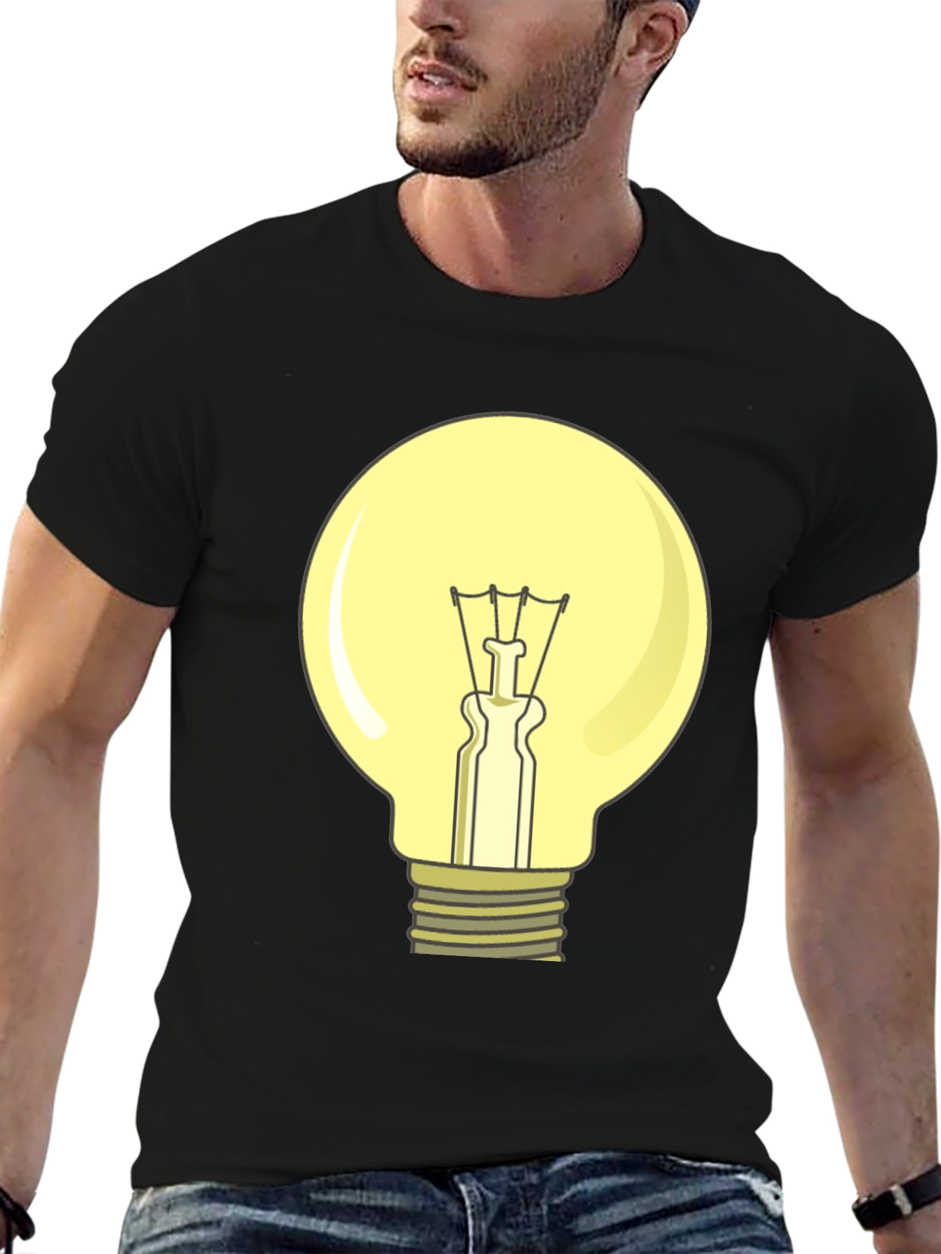 Black Light Bulb Graphic T-Shirt - Illuminating Design! view 6