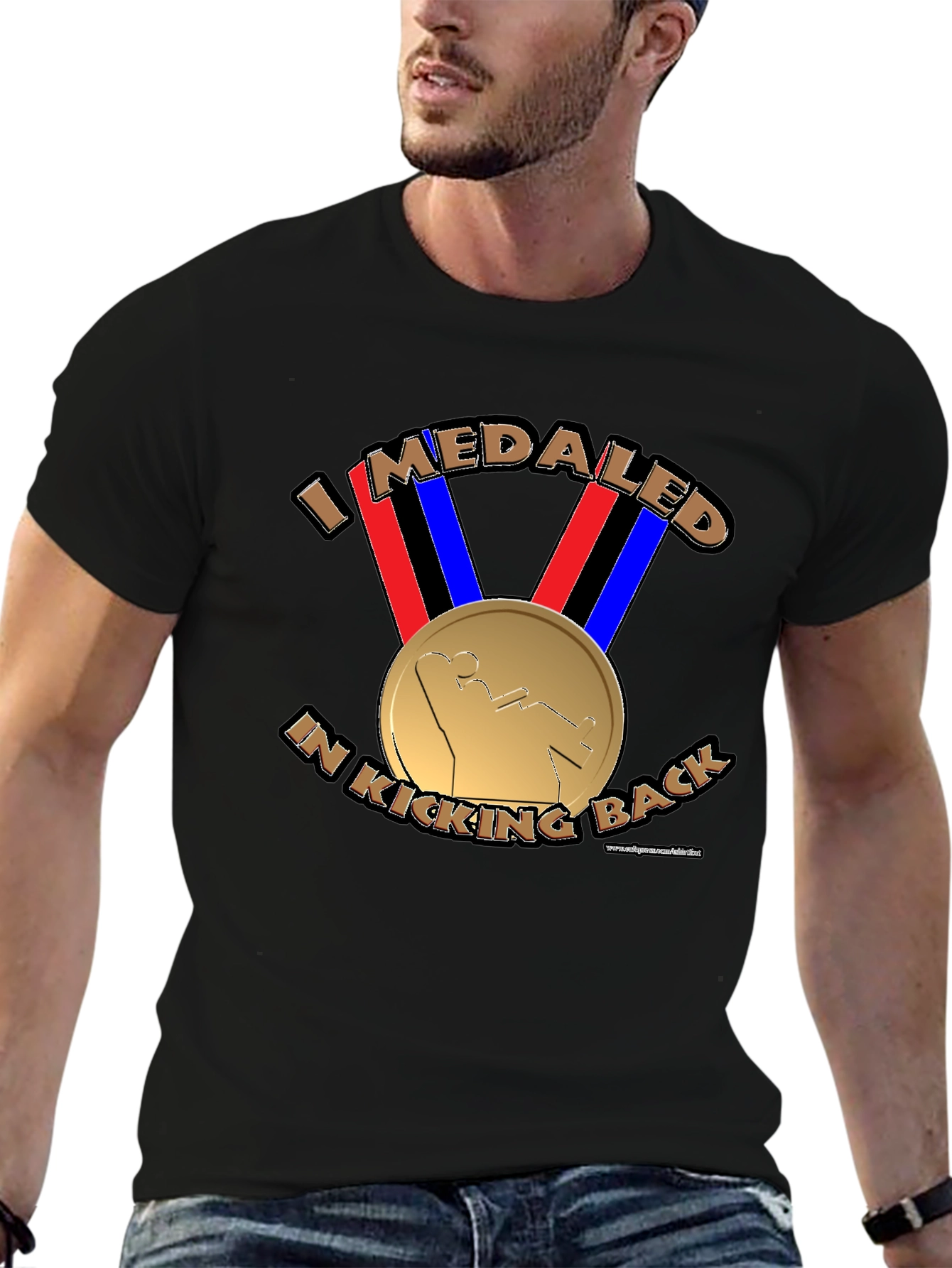 Black I Medaled In Kicking Back Funny T-Shirt view 6