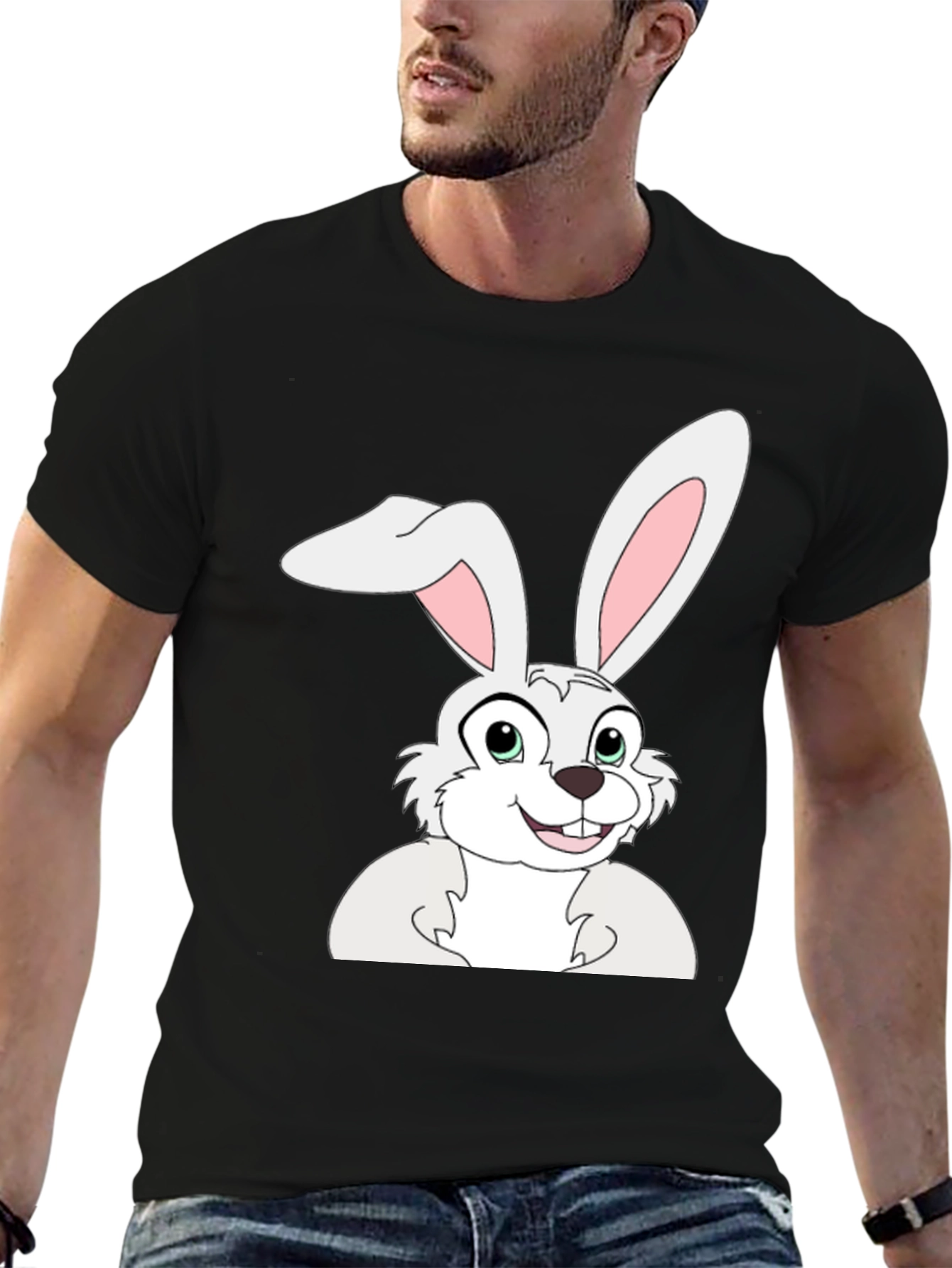 Black Bunny Graphic Black T-Shirt view 6