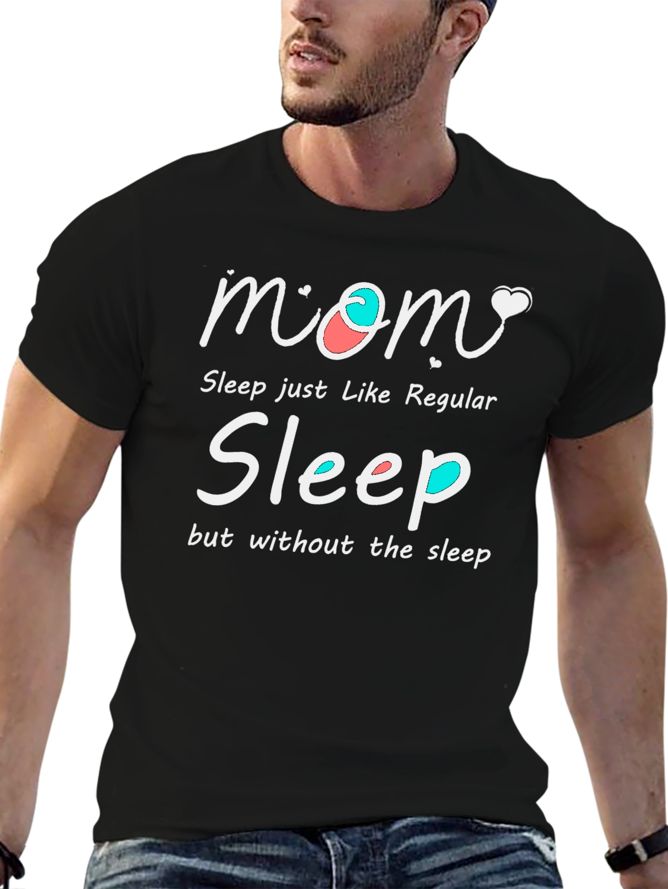 Black Mom Sleep Funny Graphic T-Shirt view 6