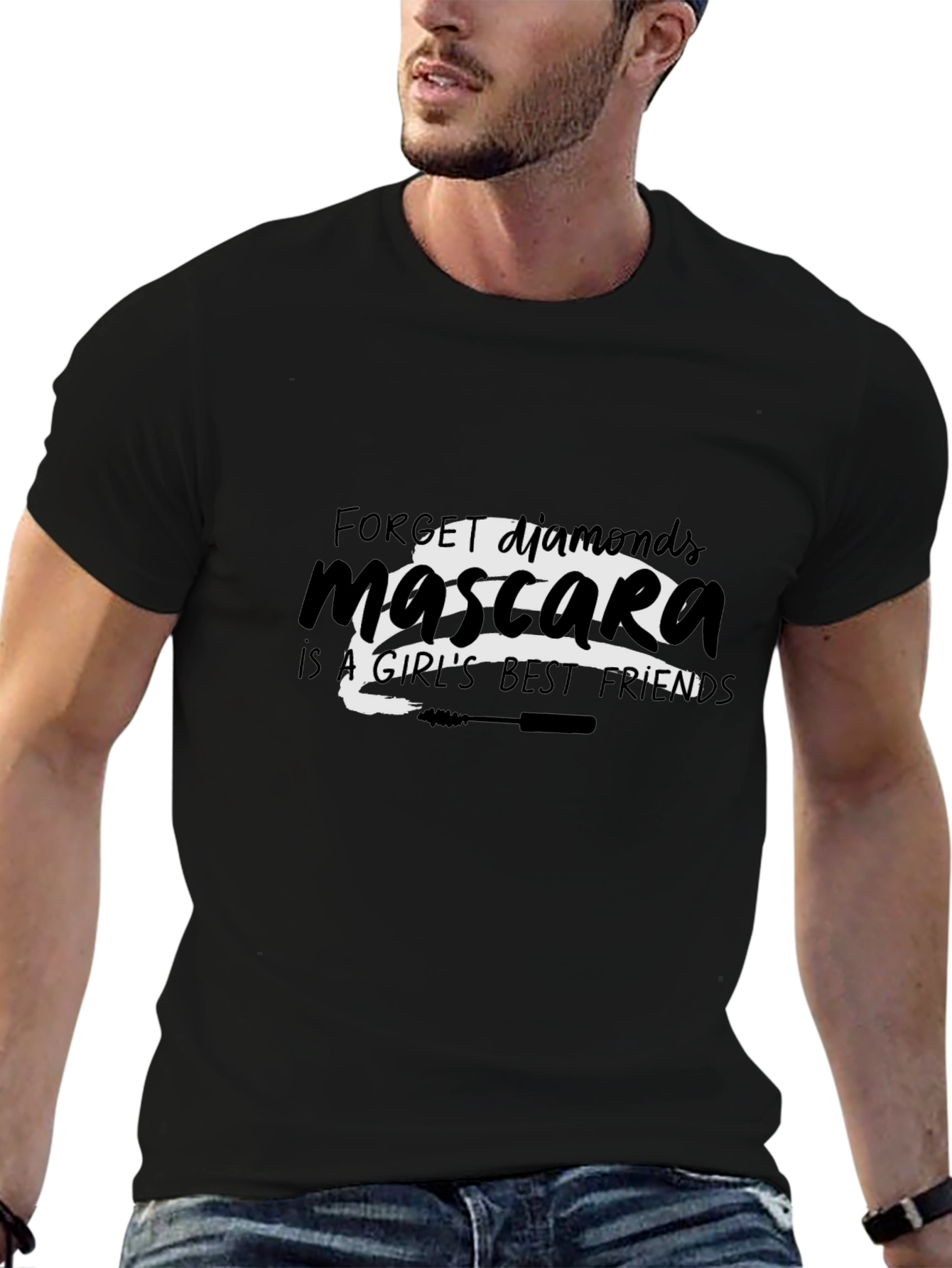 Black Mascara is a Girl's Best Friend - Black T-shirt view 6