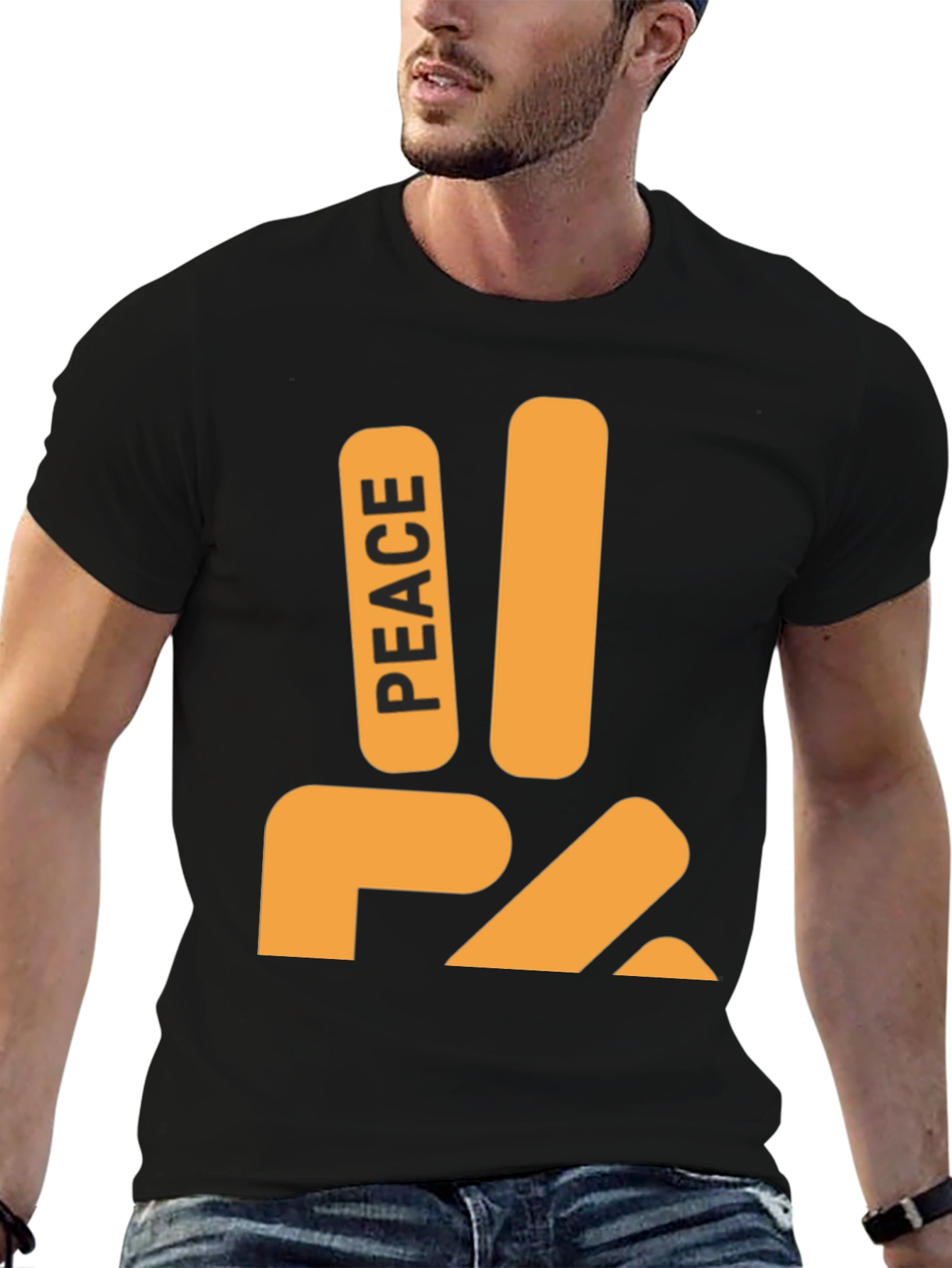 Black Peace Sign Graphic Tee - Stylish Comfort view 6