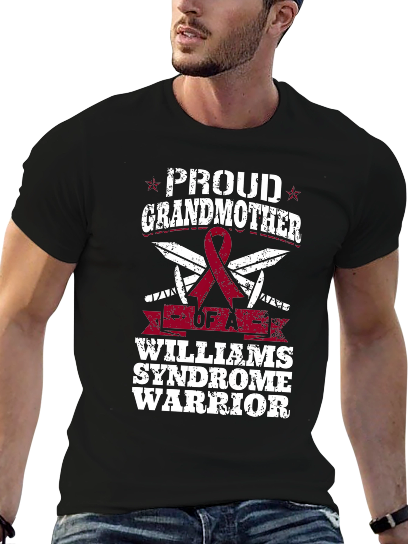 Black Proud Grandmother Williams Syndrome Warrior T-Shirt view 6