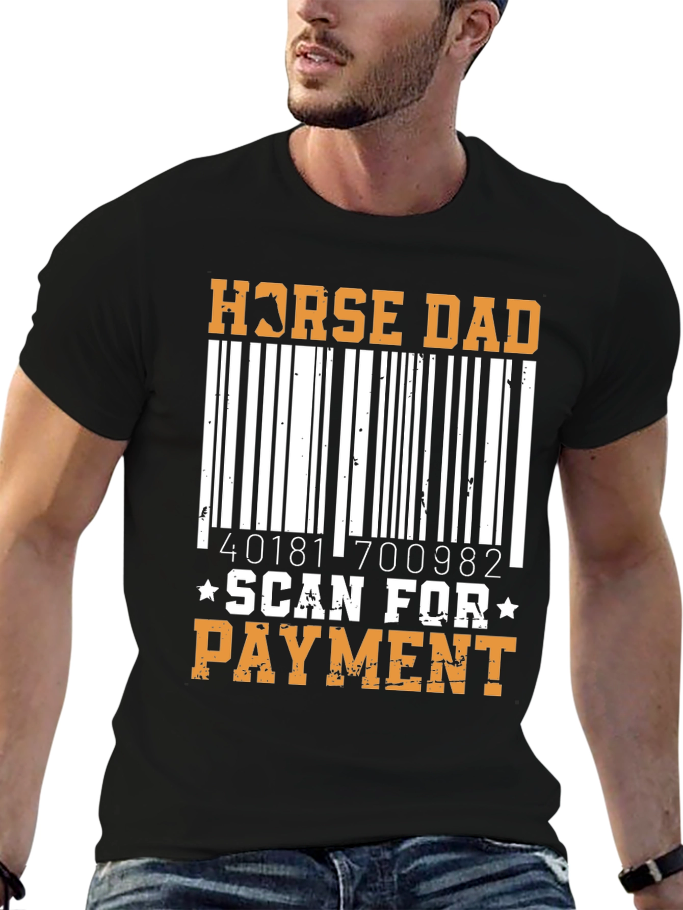 Black Horse Dad Scan for Payment T-Shirt view 6