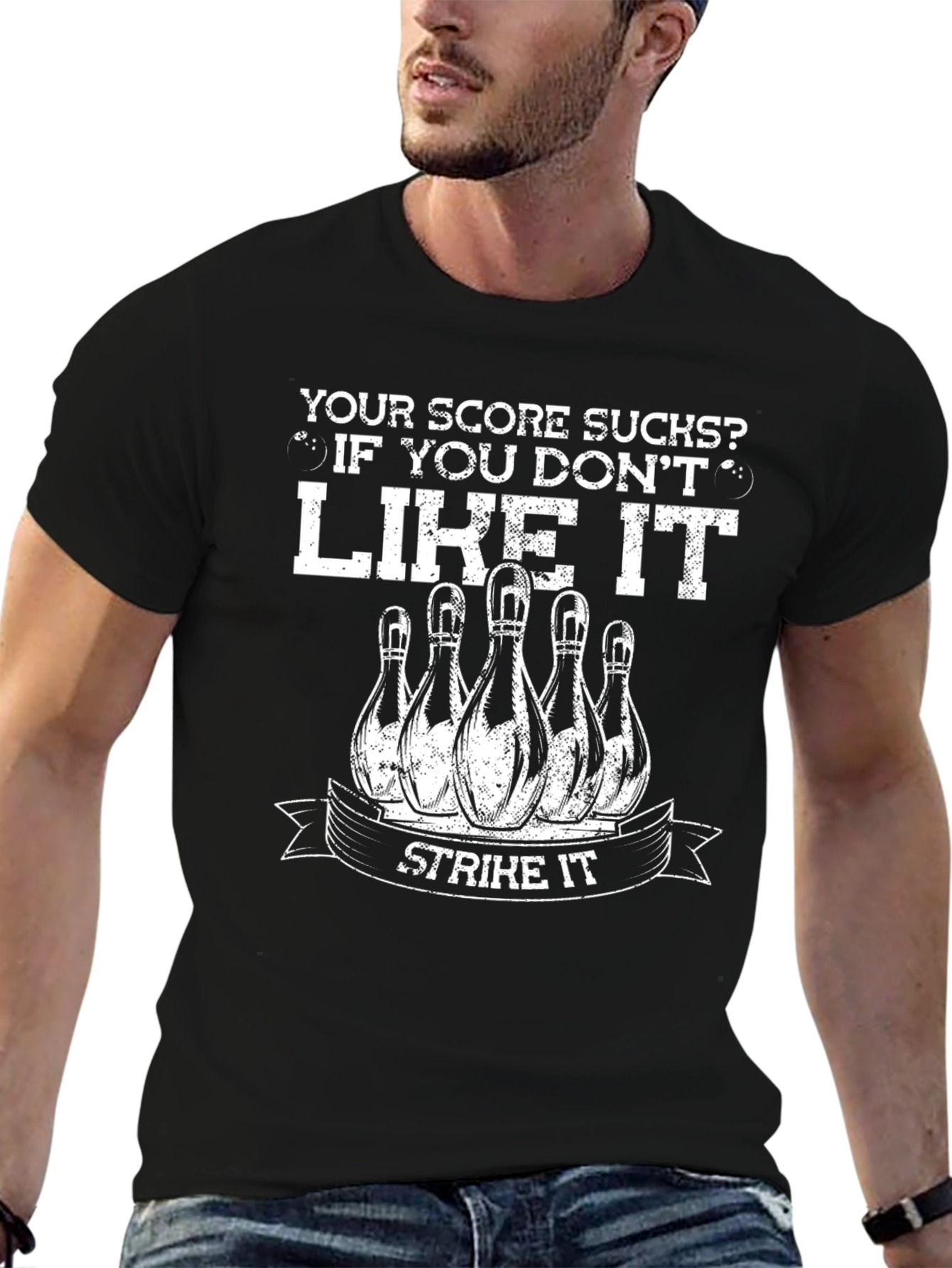 Black Your Score Sucks Bowling T-Shirt - Strike It! view 6