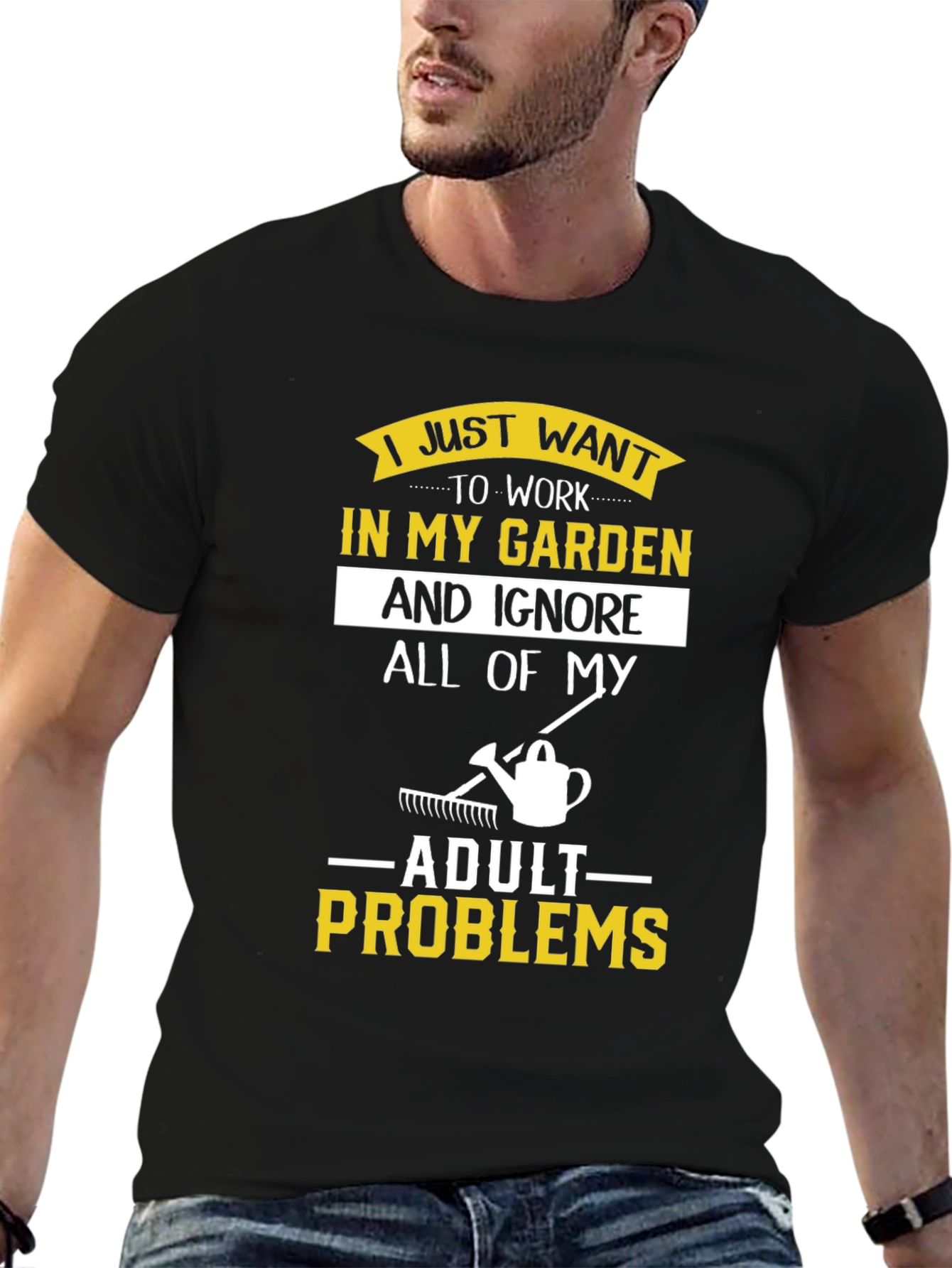 Black Funny Gardener T-Shirt: Ignore Adult Problems view 6
