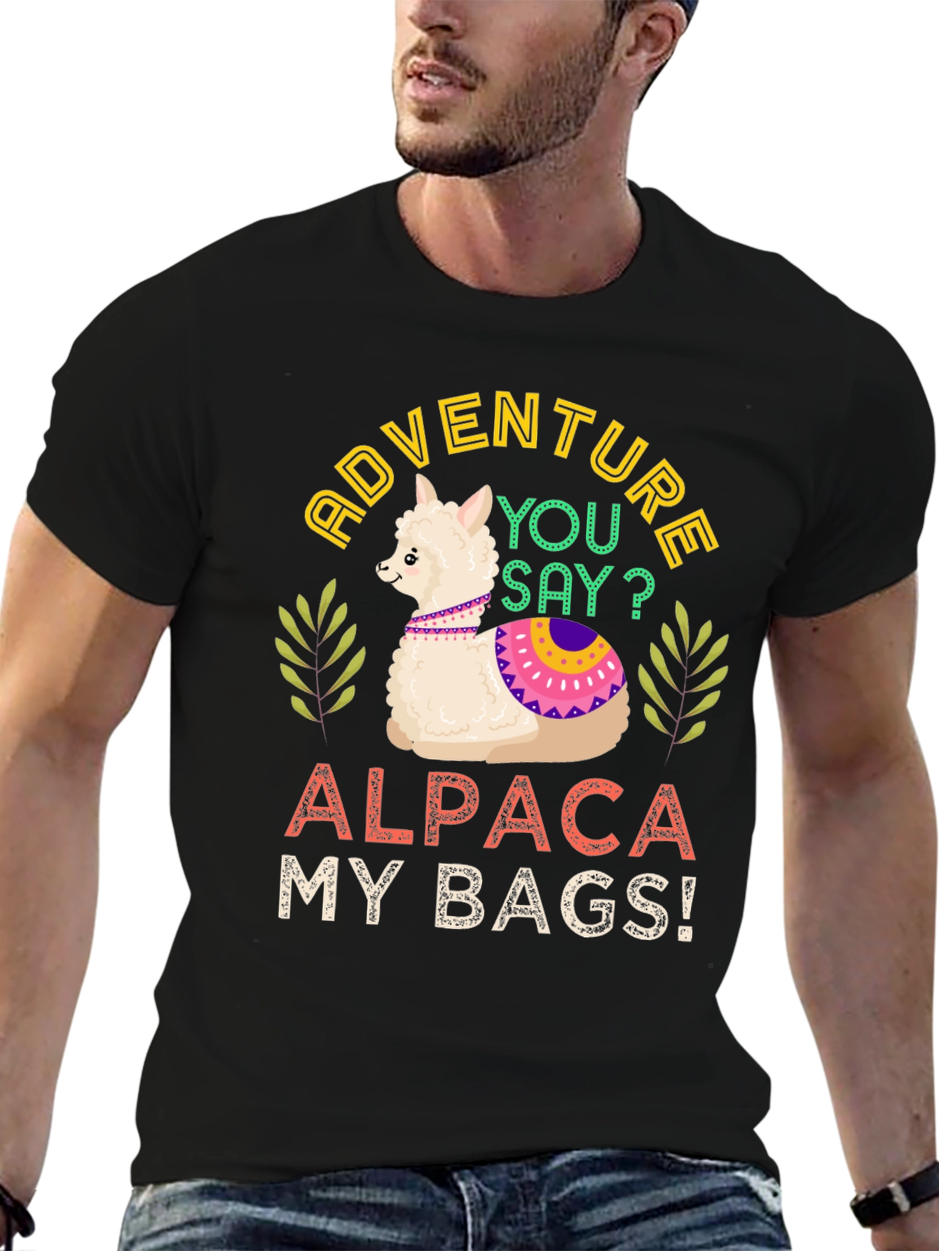 Black Adventure Alpaca My Bags! T-Shirt view 6