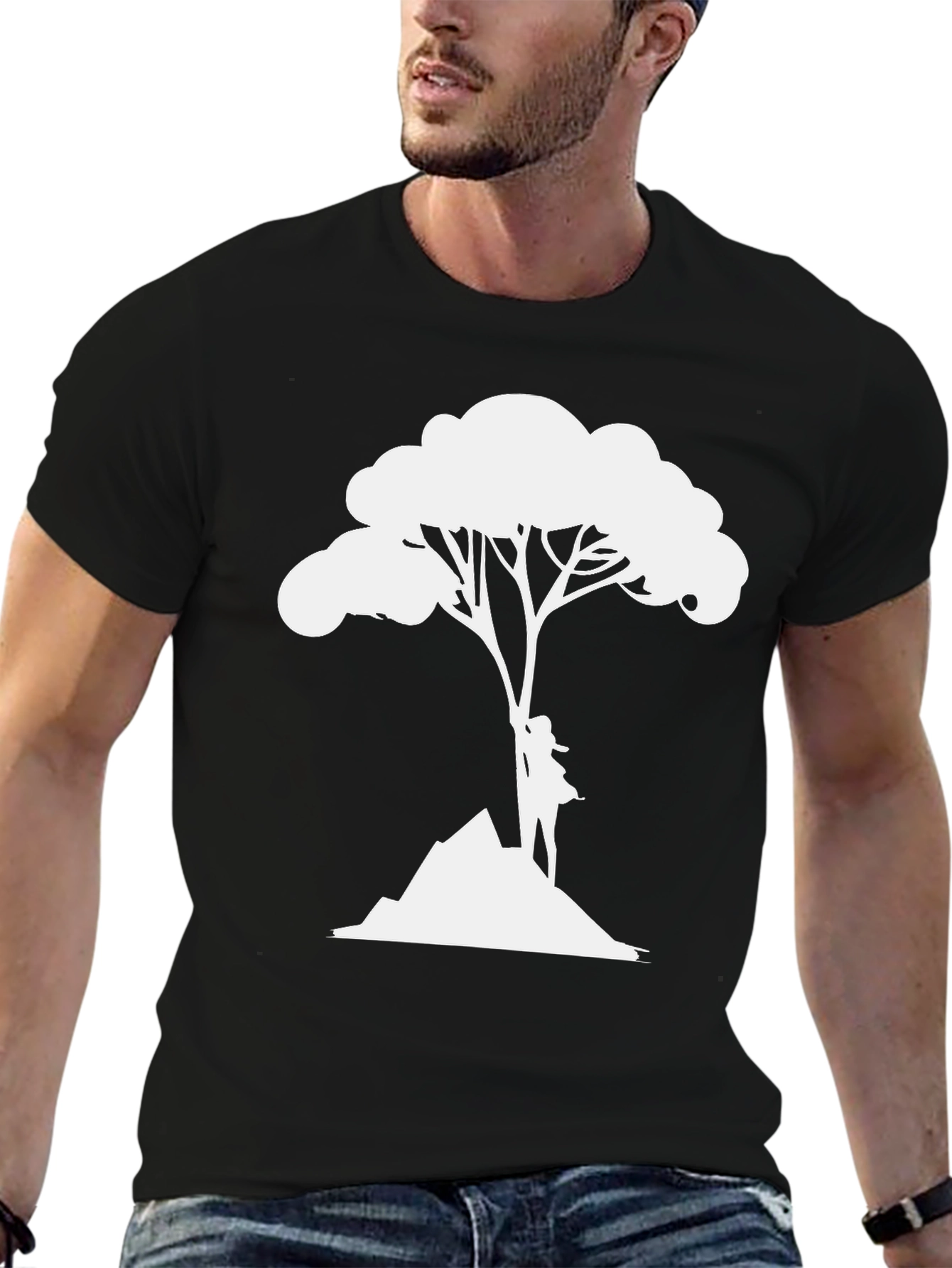 Black Nature Silhouette Black T-Shirt view 6