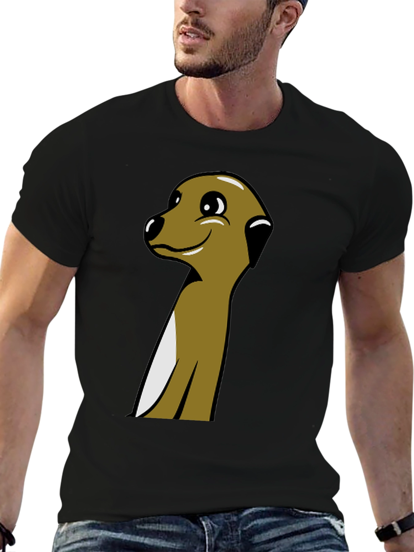 Black Meerkat Cartoon Graphic Tee - Black view 6
