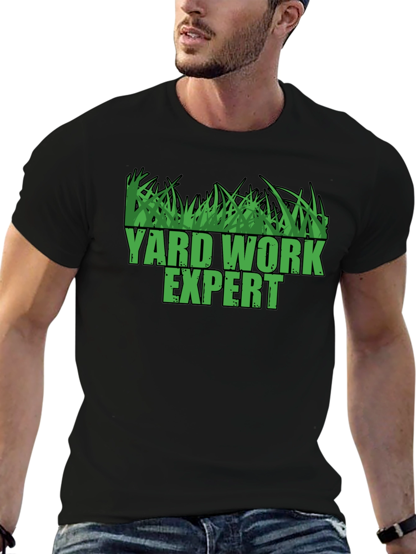 Black Yard Work Expert T-Shirt - Lawn Care Tee view 6