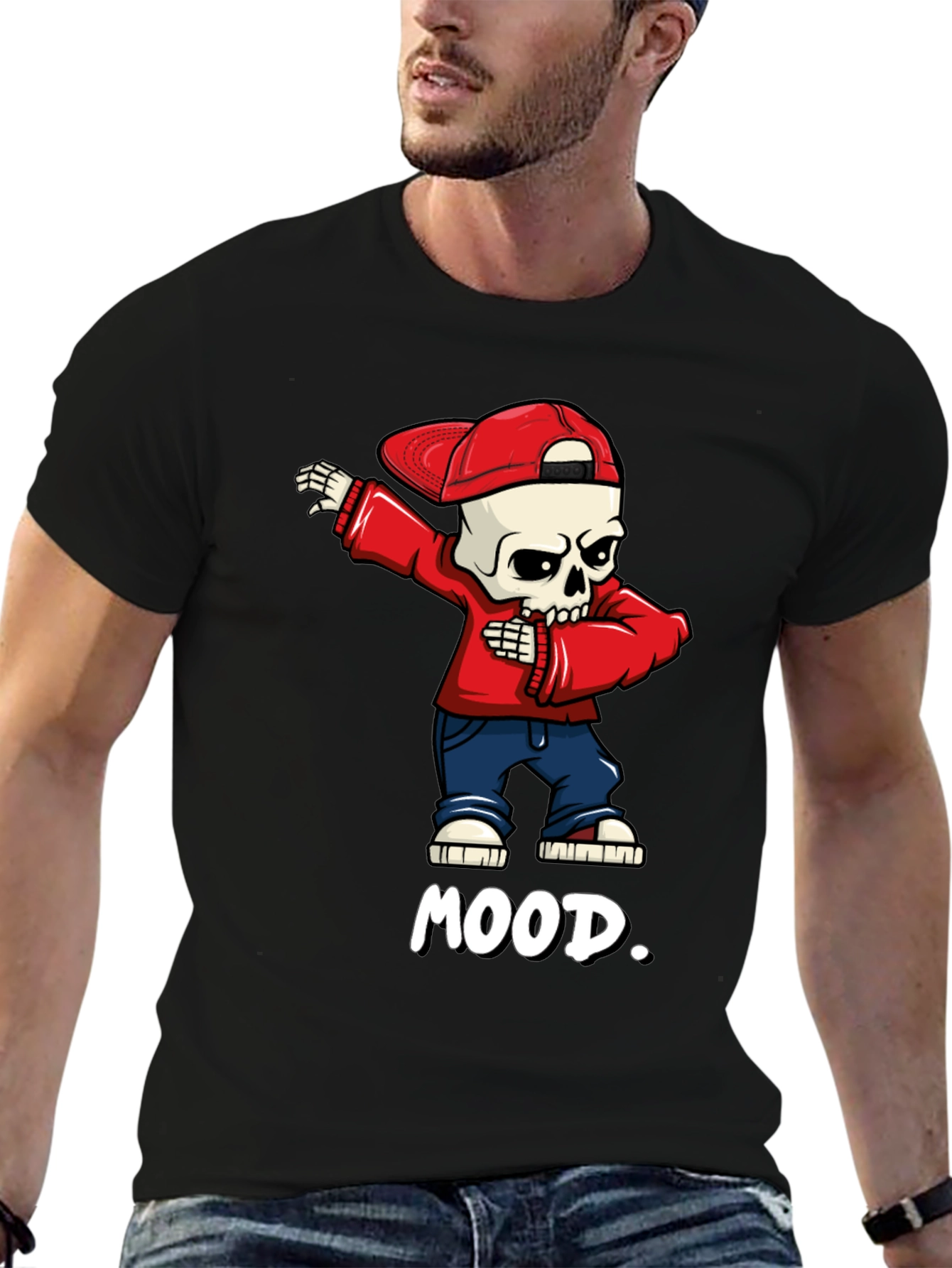 Black Mood Skeleton Dab Graphic Tee - Trendy Streetwear view 6