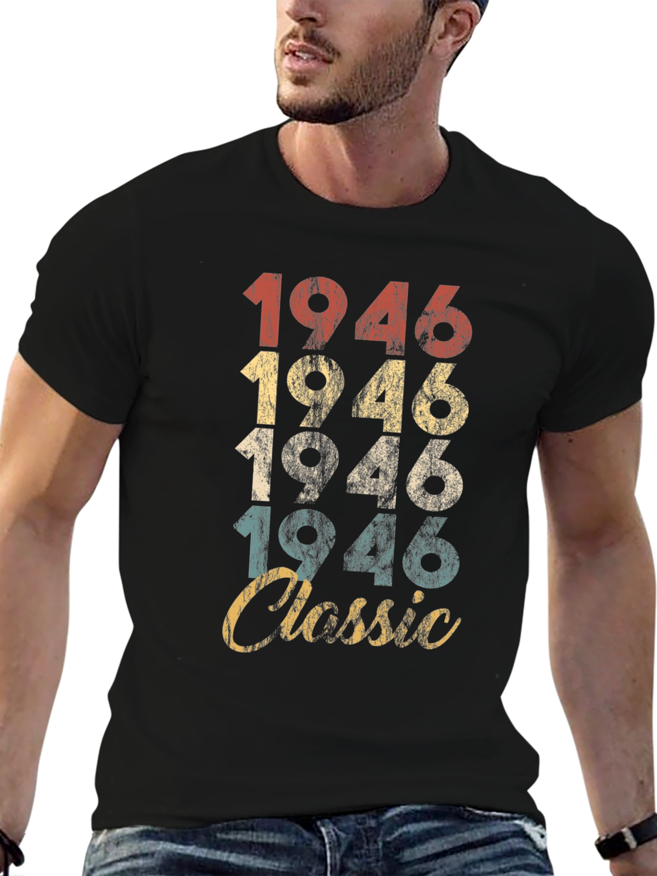 Black Vintage 1946 Classic T-Shirt view 6