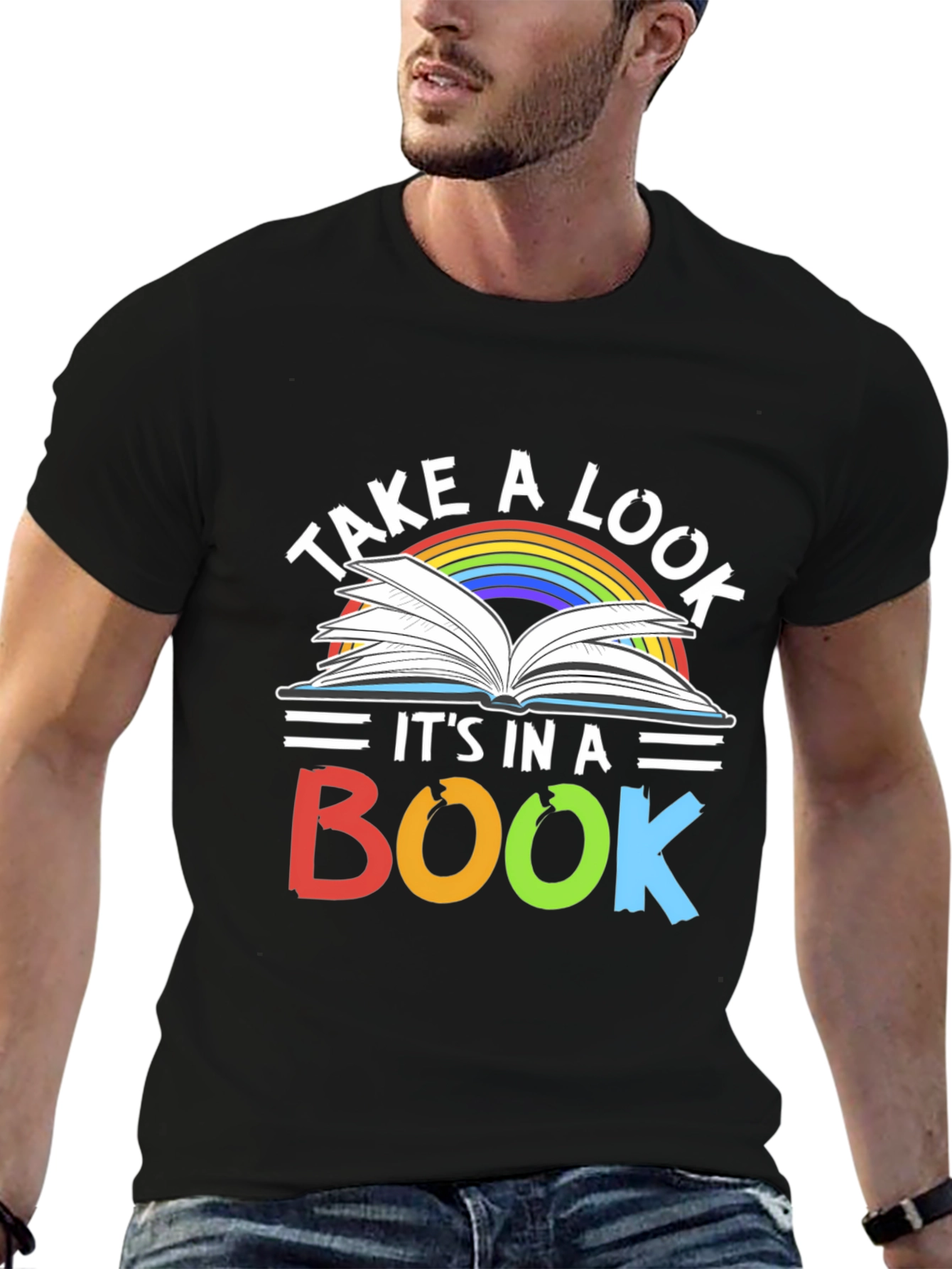 Black Take A Look It's In A Book T-Shirt view 6