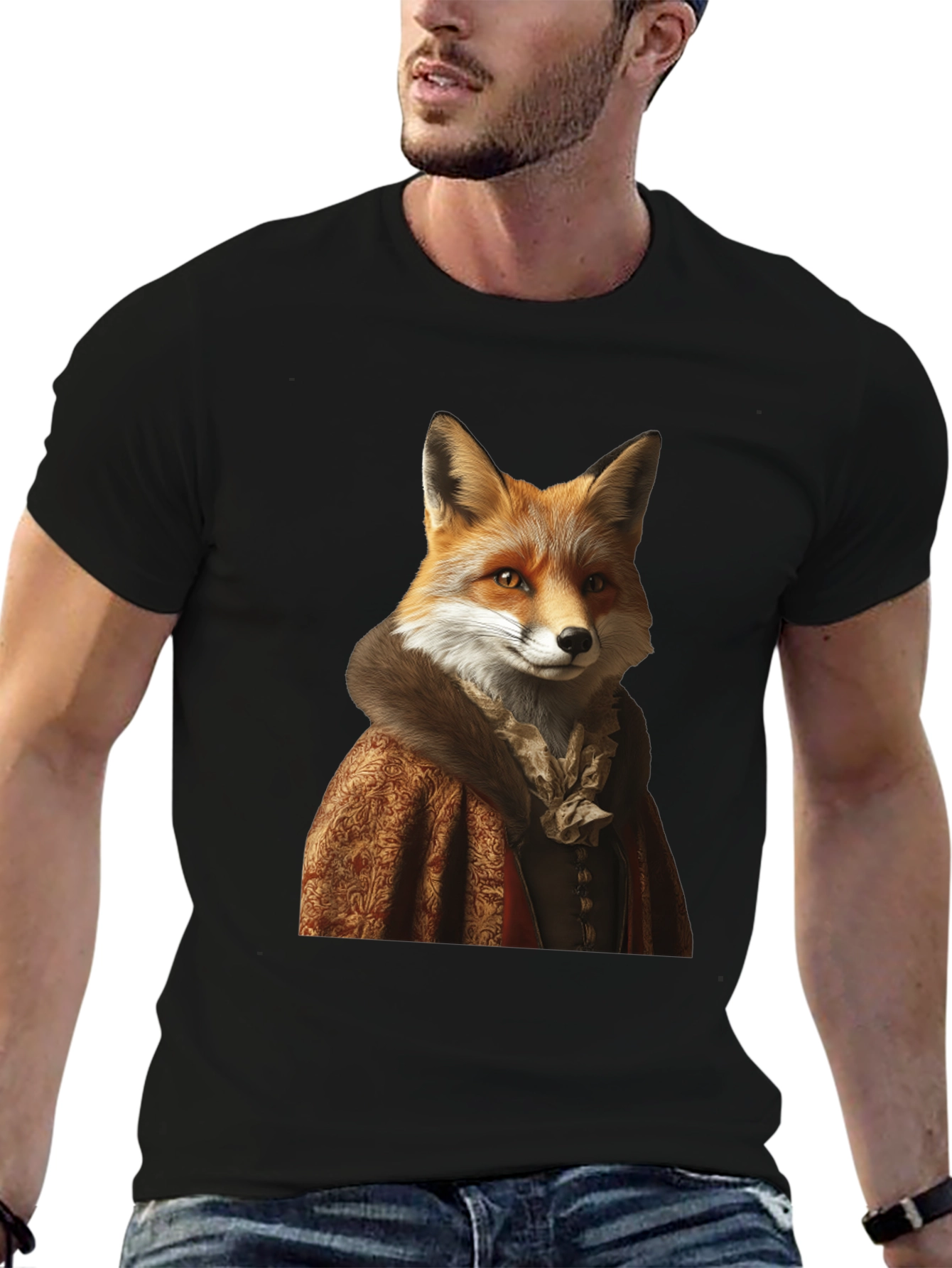 Black Fox Portrait Graphic Tee - Renaissance Style view 6