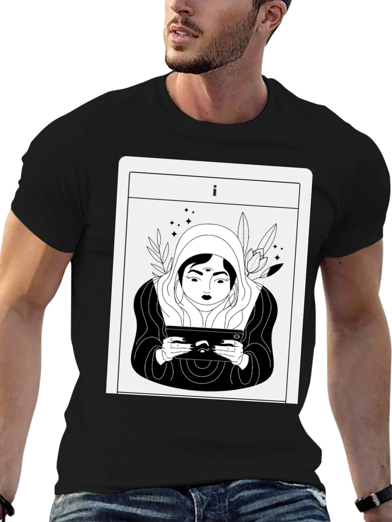 Black Mystic Tablet Tarot Graphic Tee - Black view 6