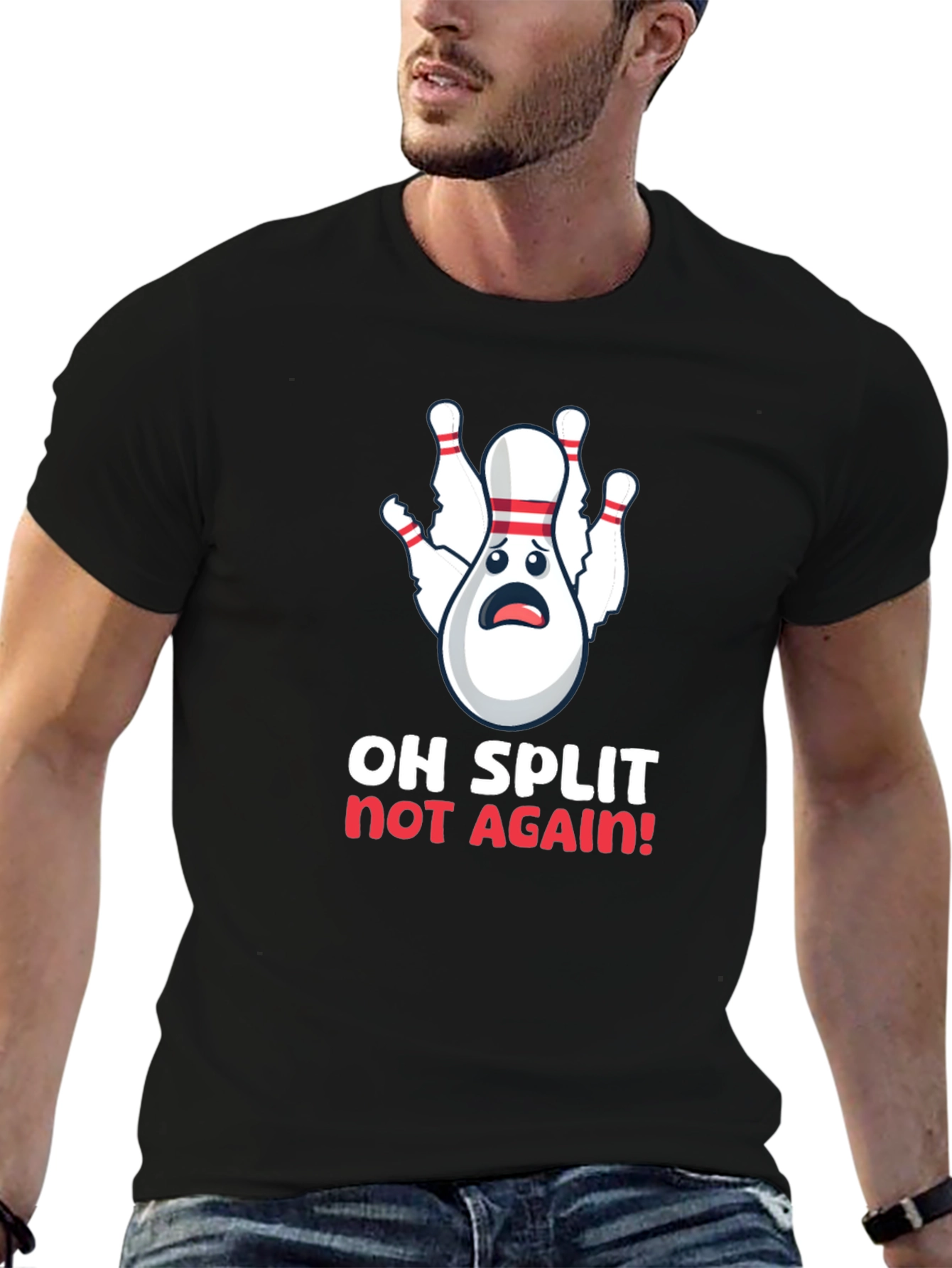 Black Funny Bowling Split T-Shirt view 6