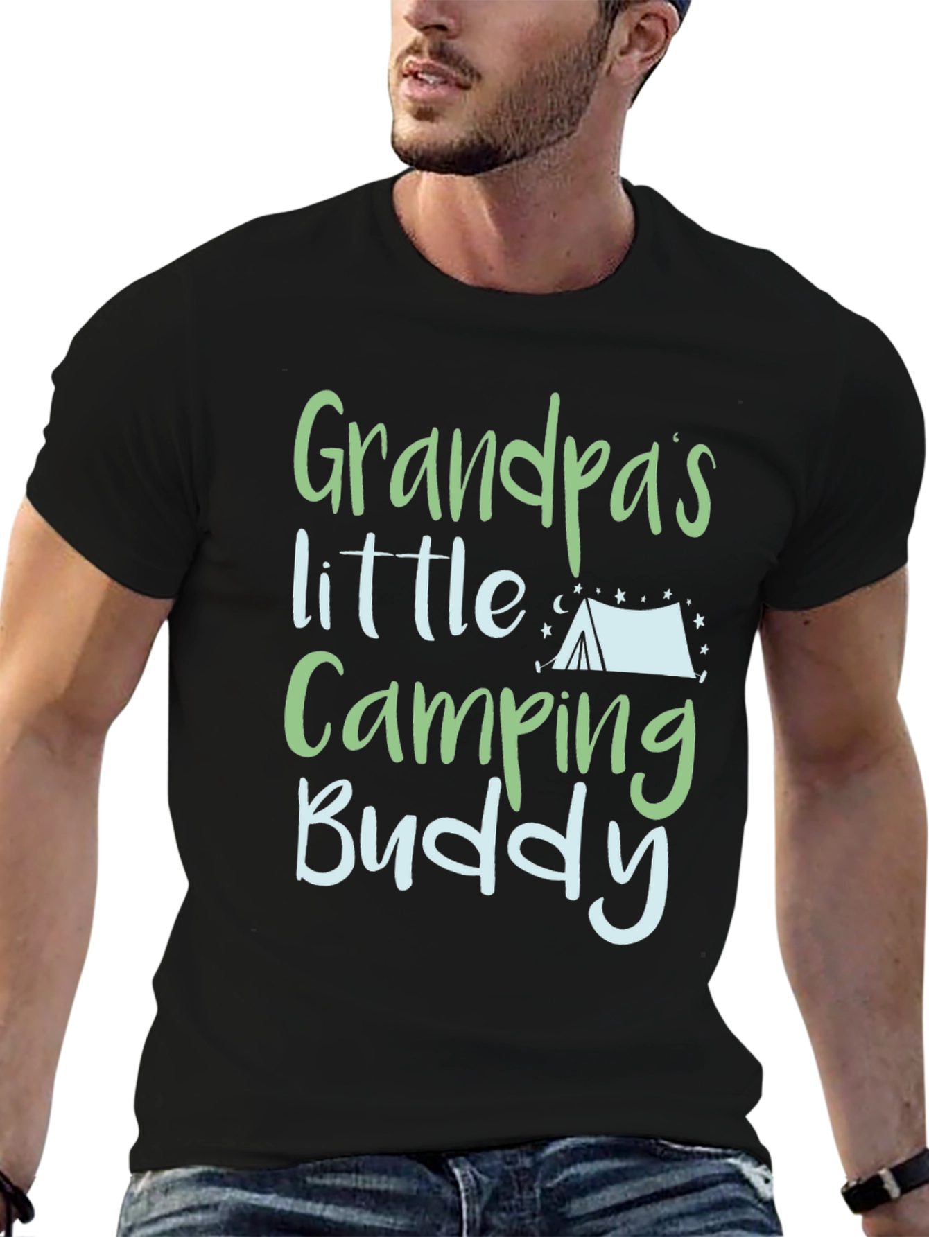 Black Grandpa's Little Camping Buddy T-Shirt view 6