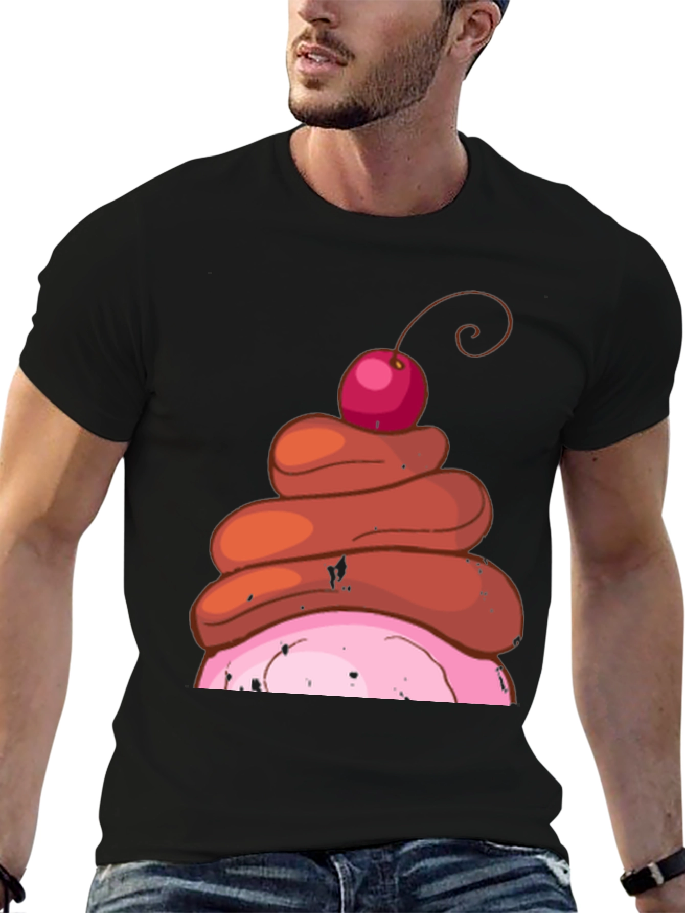 Black Funny Poop Dessert T-Shirt view 6