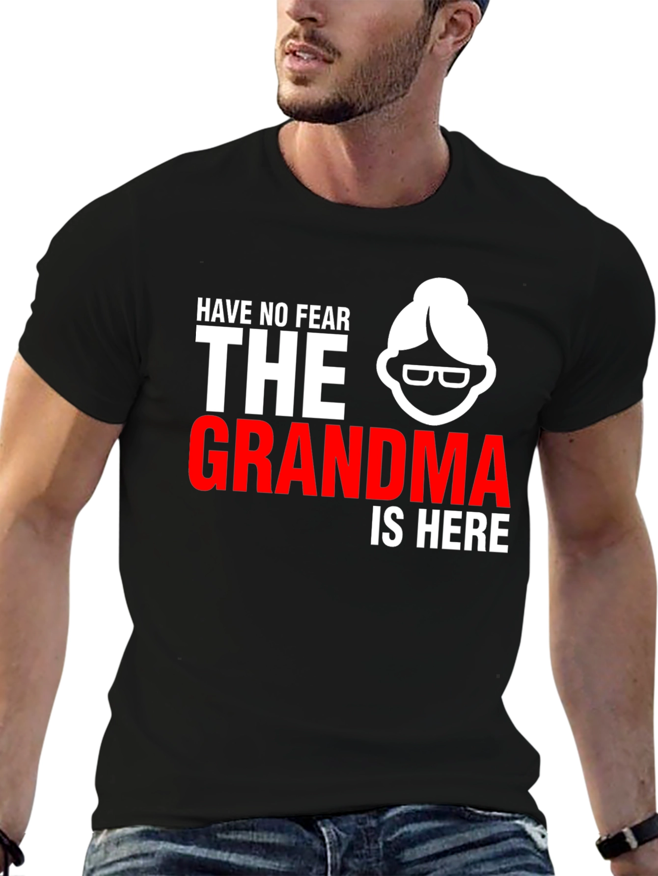 Black Funny Grandma T-Shirt - Have No Fear, Grandma is Here! view 6