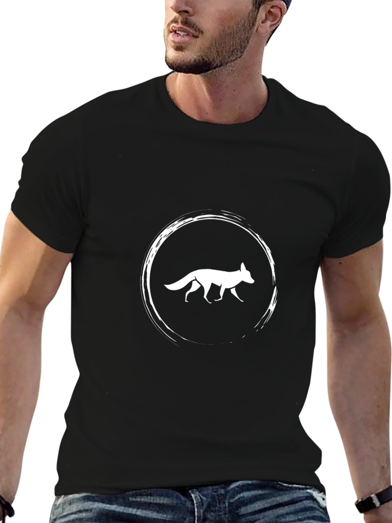Black Fox Circle Graphic Tee - Modern Style view 6