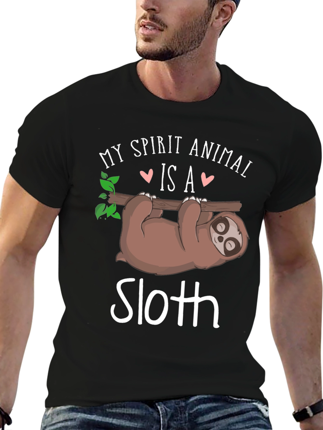 Black My Spirit Animal is a Sloth T-Shirt view 6