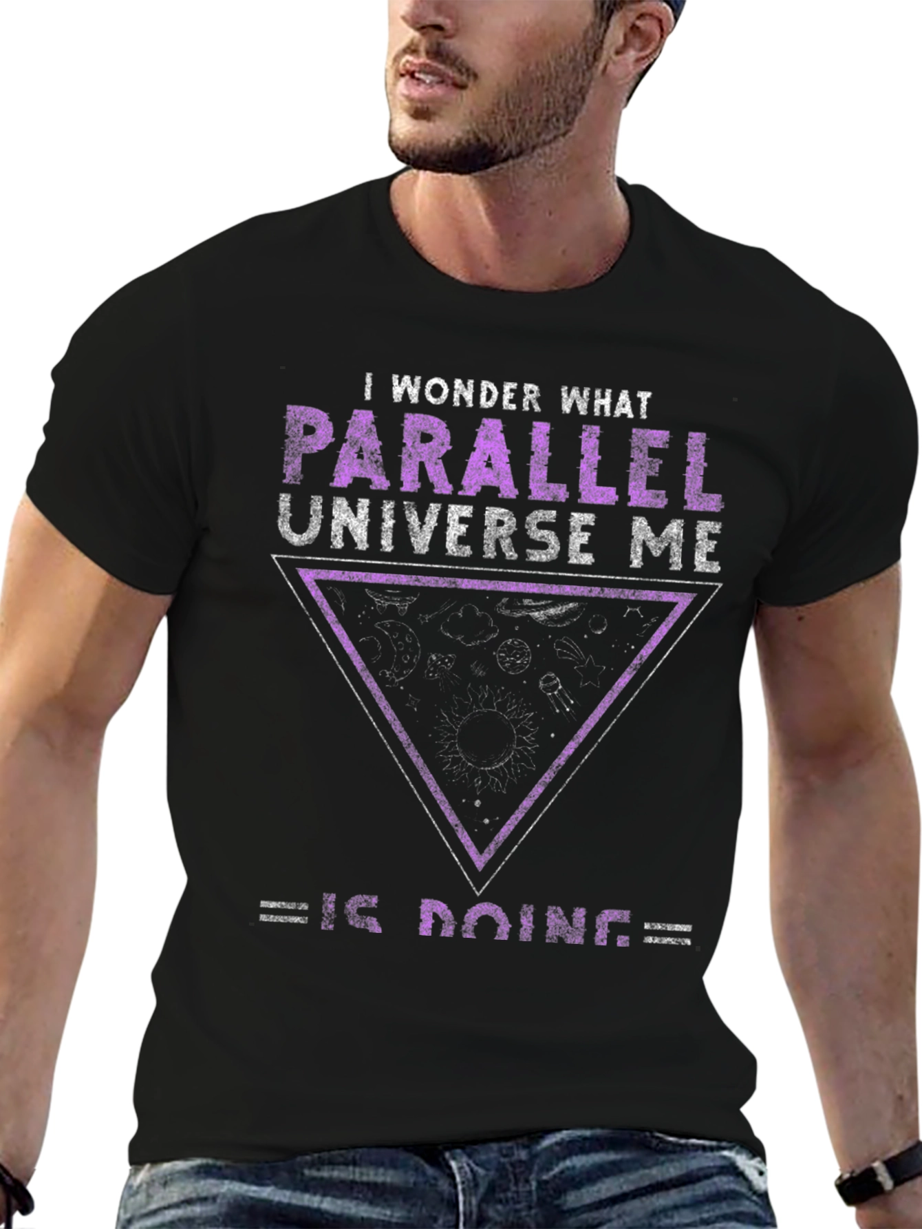 Black Parallel Universe Me Graphic T-Shirt view 6