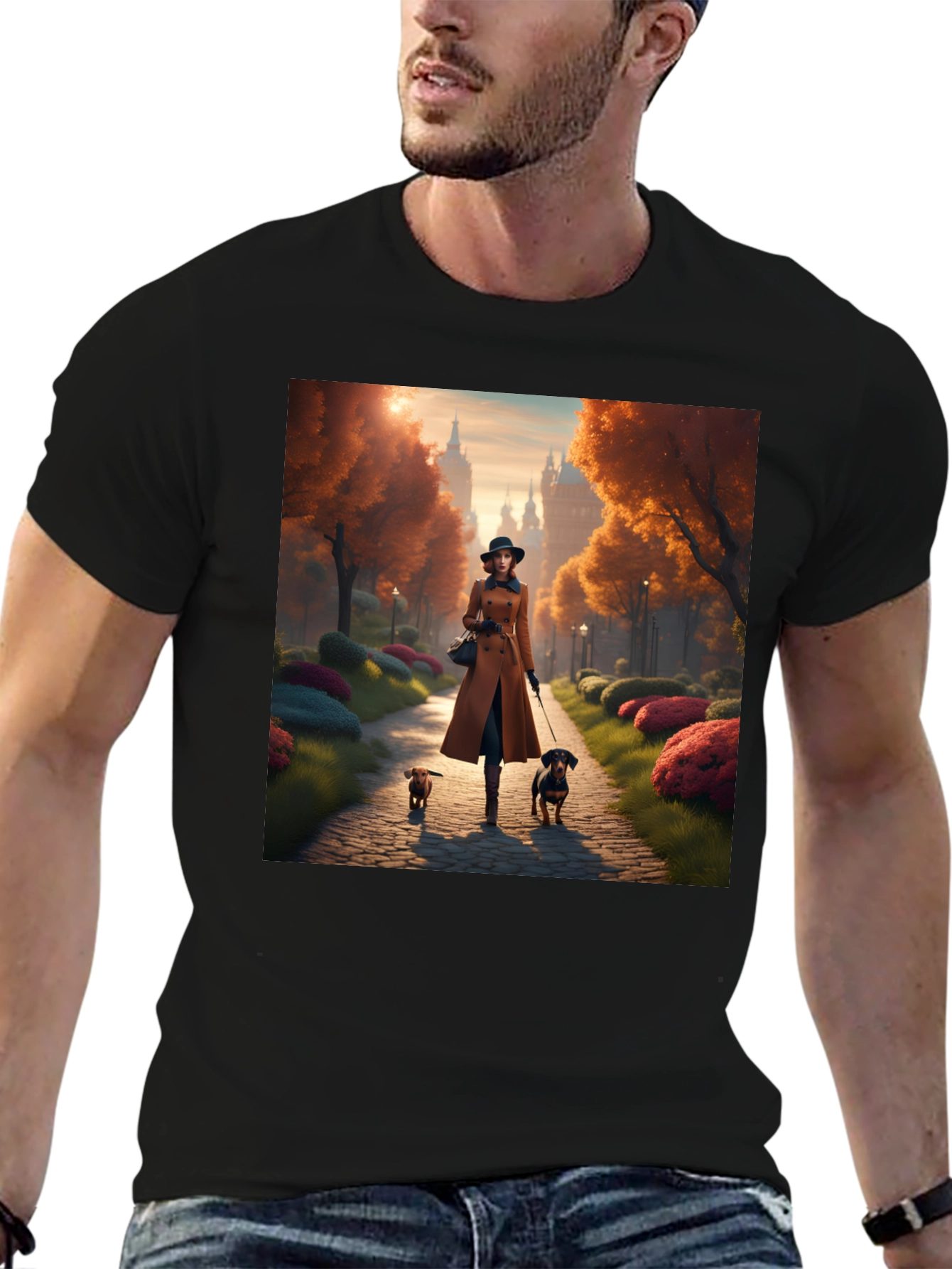 Black Dog Walk Autumn T-Shirt view 6