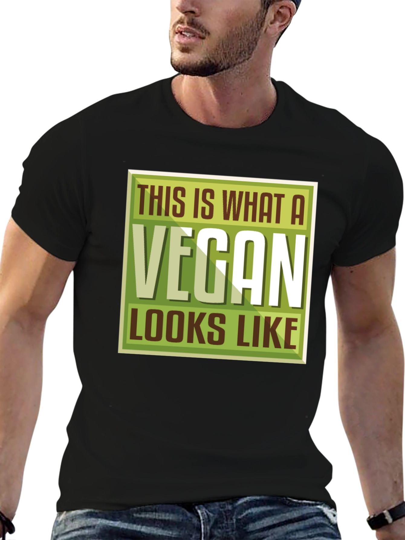 Black Vegan T-Shirt - This is What a Vegan Looks Like - Black view 6
