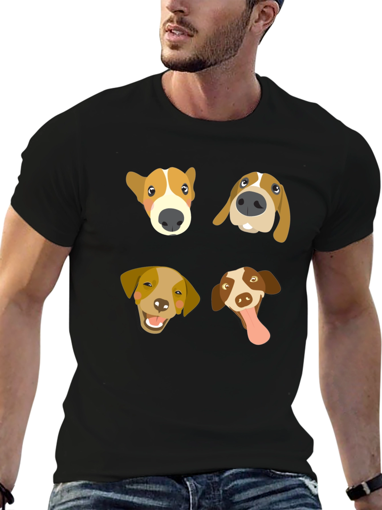 Black Dog Faces Black T-Shirt view 6