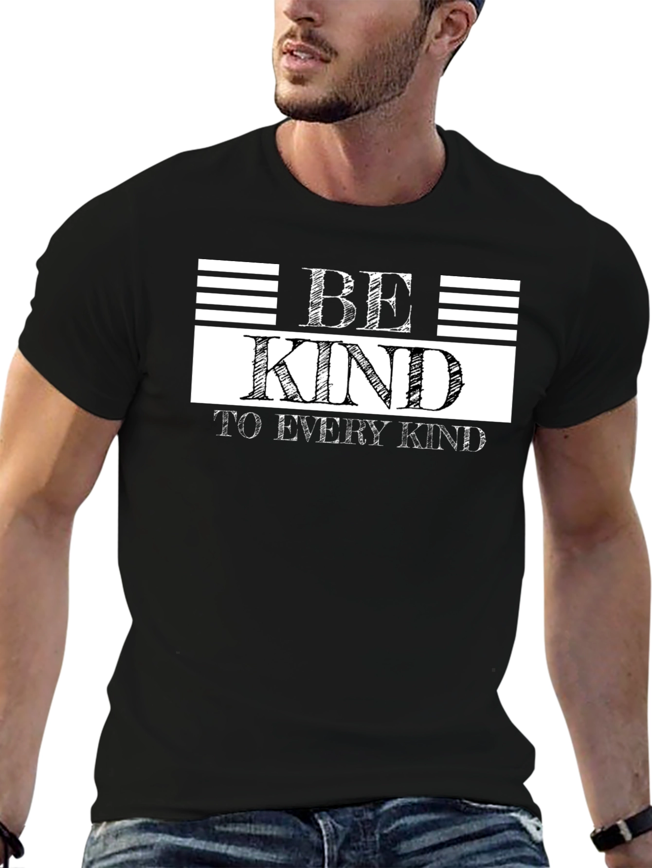 Black Be Kind Graphic Tee - Black Casual T-Shirt view 6