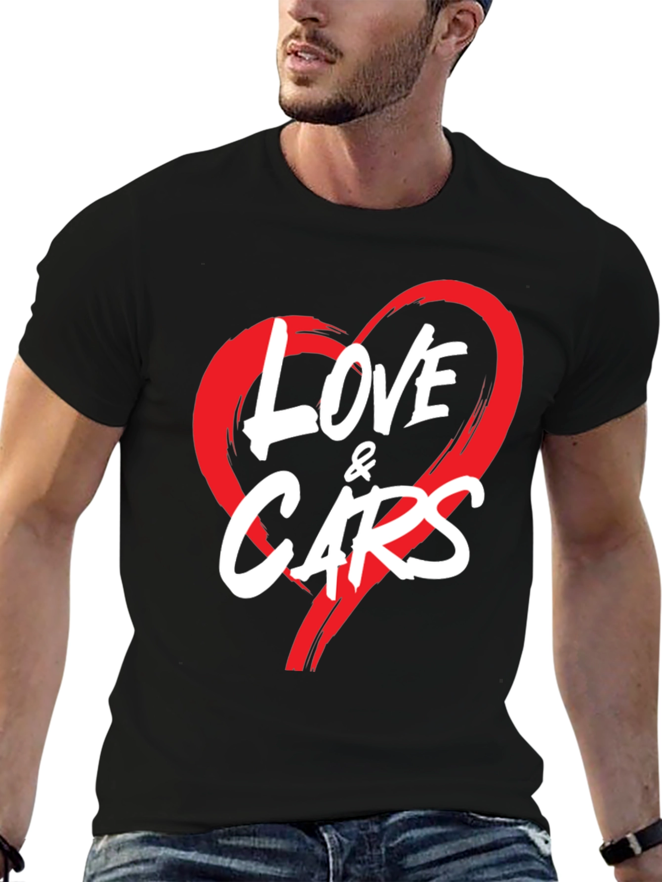 Black Love & Cars Graphic Tee - Black view 6
