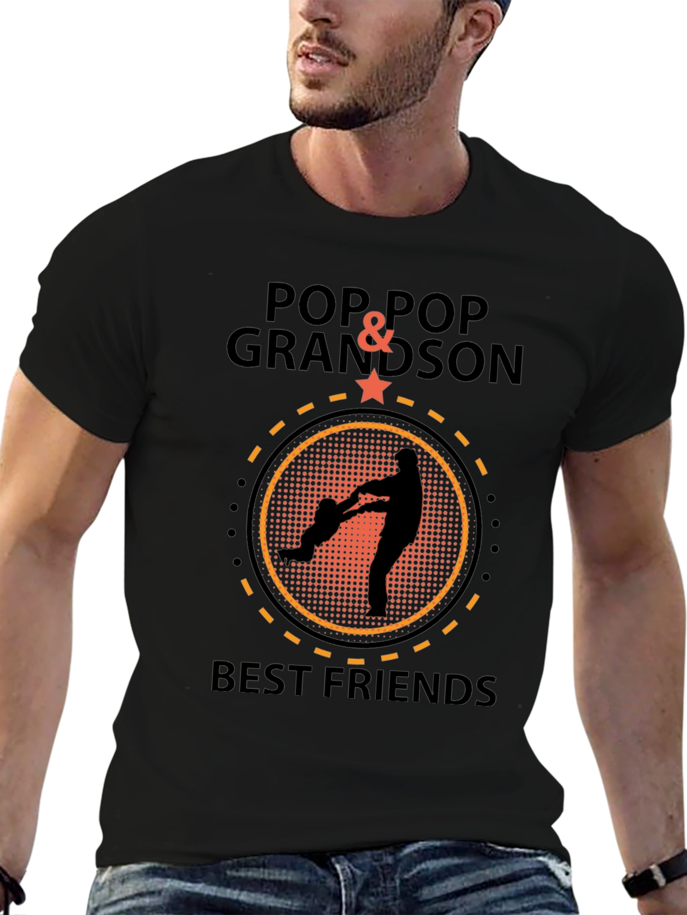 Black Pop Pop & Grandson Best Friends Black T-Shirt view 6