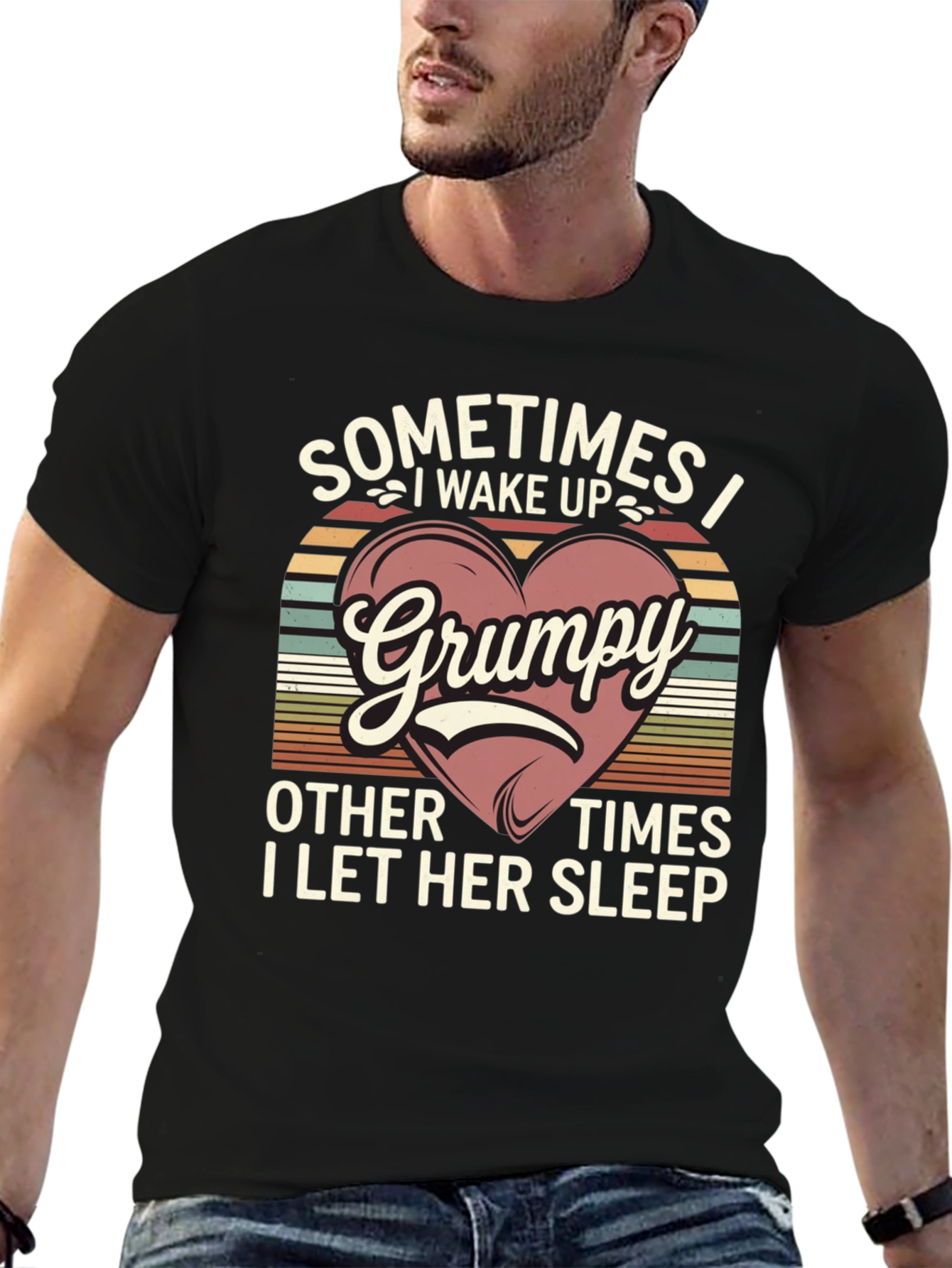 Black Grumpy I Wake Up T-Shirt view 6