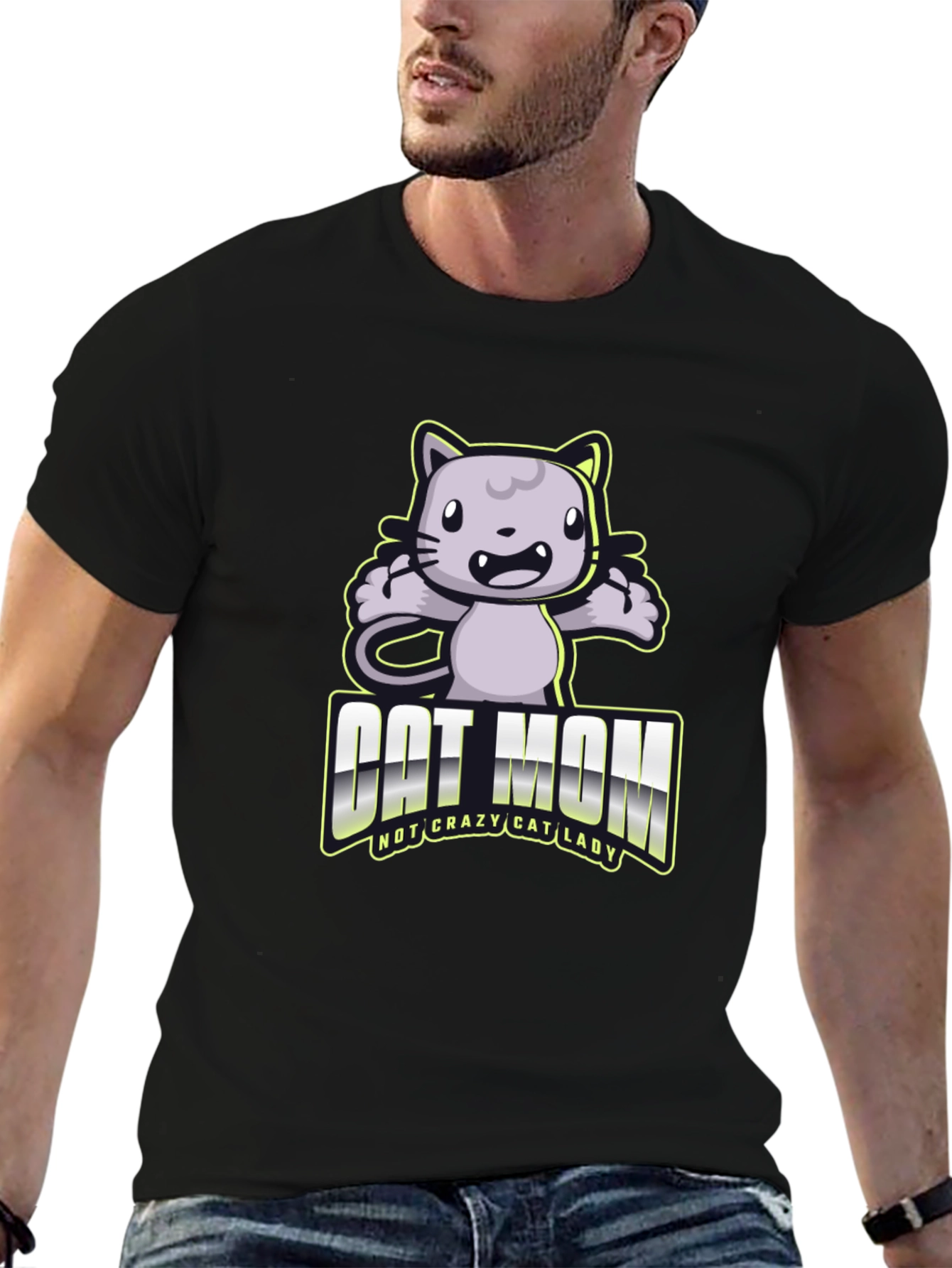 Black Cat Mom T-Shirt - Not Crazy Cat Lady view 6