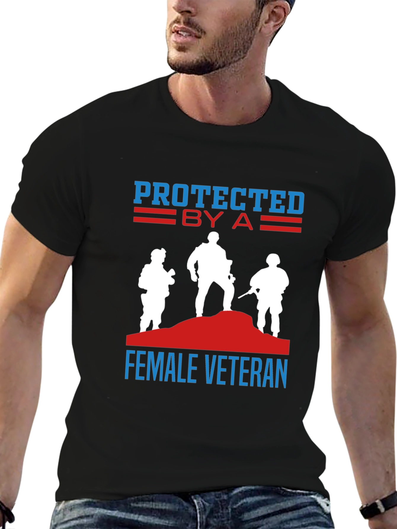 Black Protected by a Female Veteran T-Shirt view 6