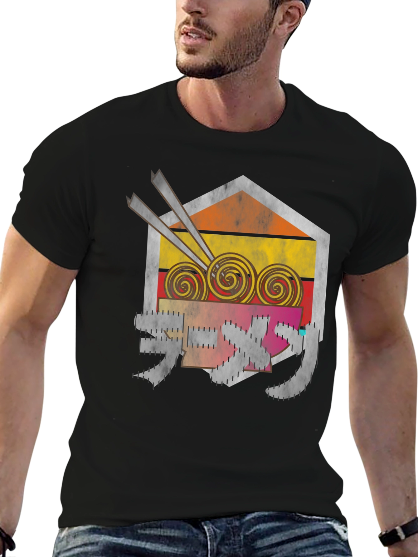 Black Ramen Kanji Graphic T-Shirt view 6