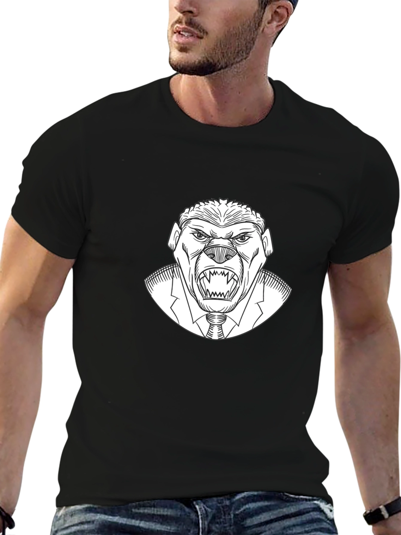 Black Men's Black Graphic Tee - Honey Badger Boss view 6